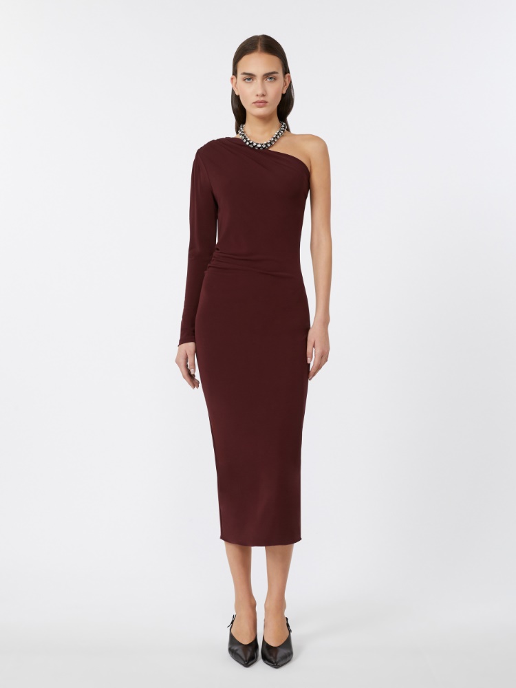 Jersey one-shoulder dress - BORDEAUX - Max Mara