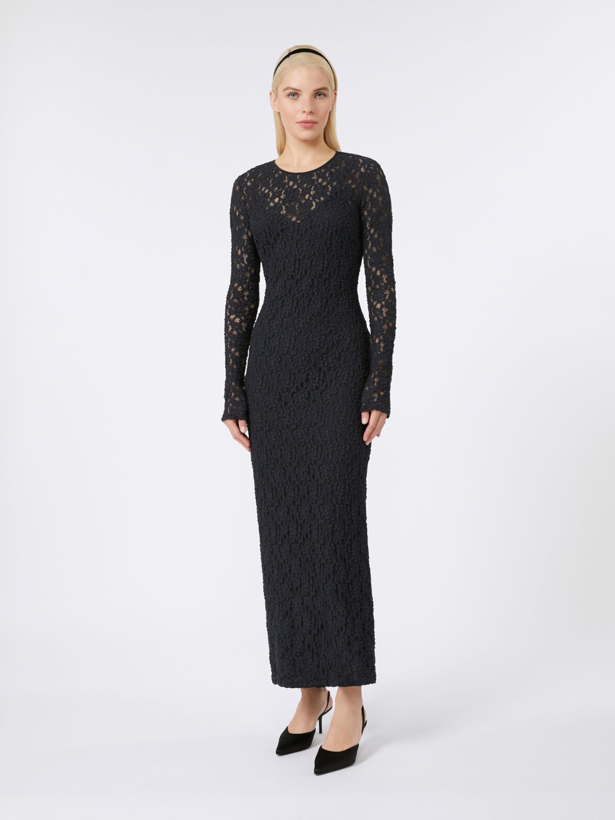 Cloqué lace slim-fit dress - MIDNIGHTBLUE - Max Mara - 9