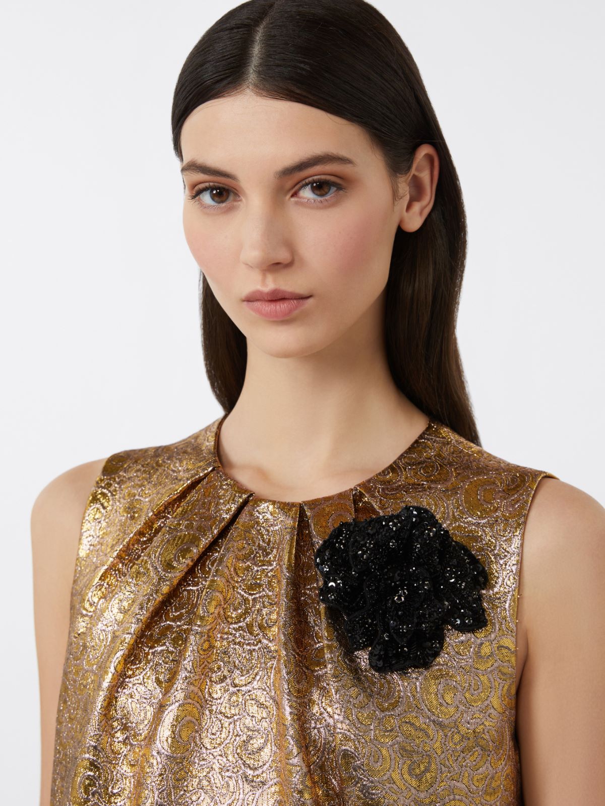 Crystal-adorned floral brooch - BLACK - Max Mara - 9