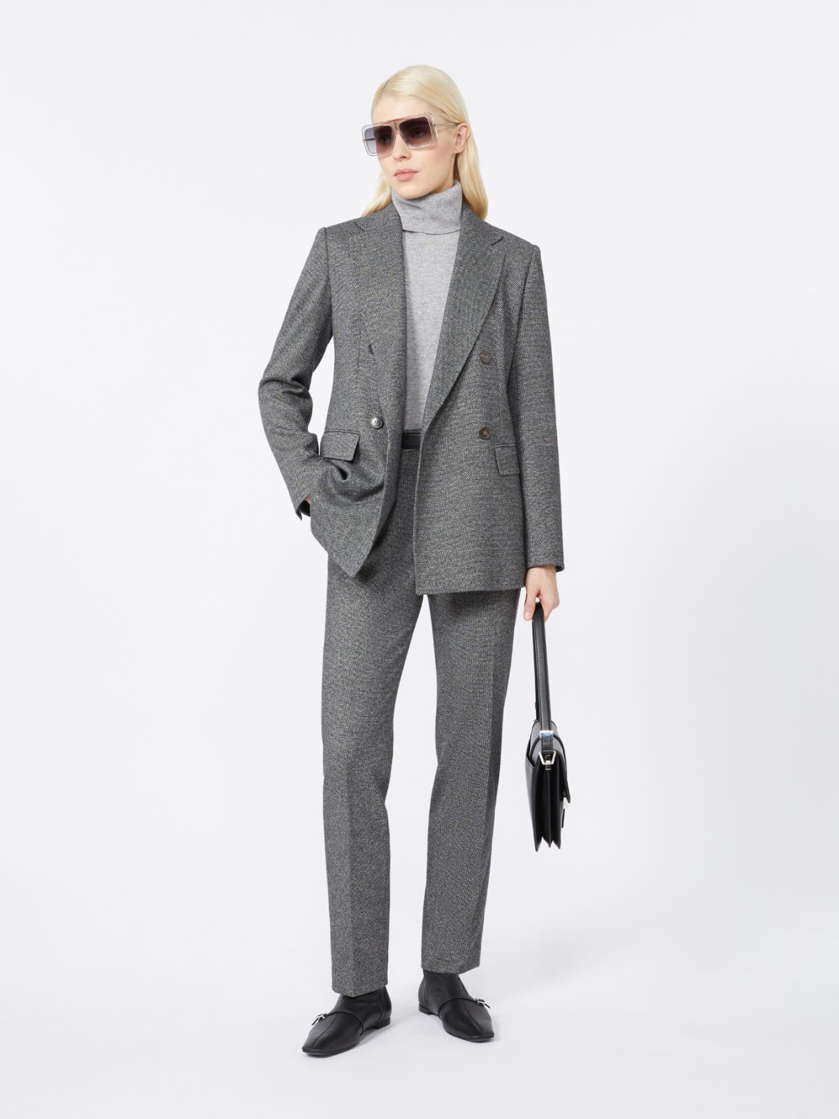 Double-breasted jersey blazer - MEDIUM GREY - Max Mara