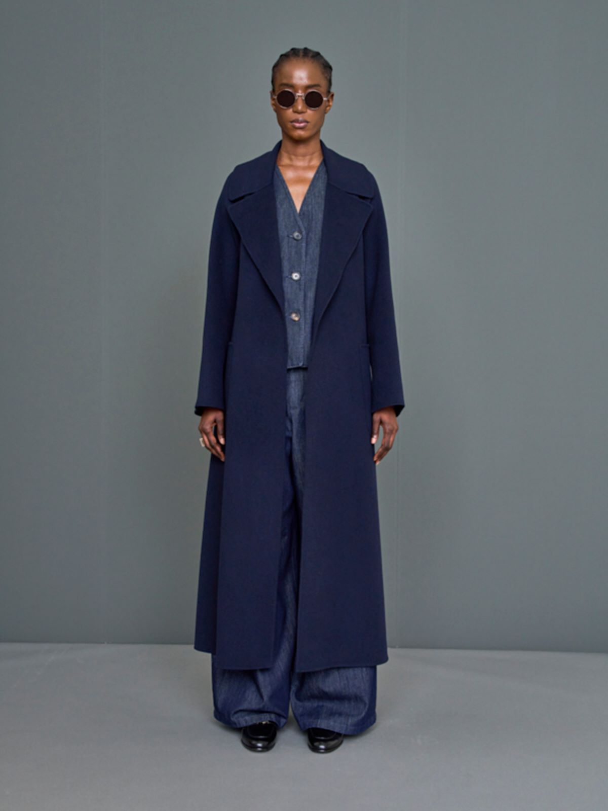 Manteau peignoir en laine - BLEU NUIT - Max Mara