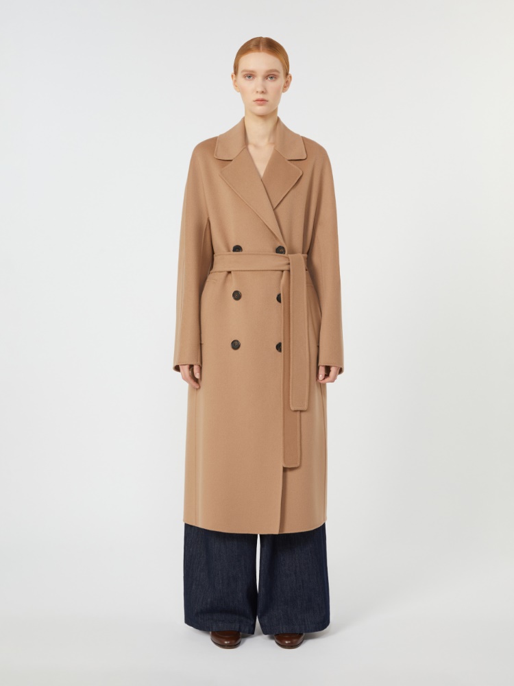 Double-breasted wool coat, beige | 