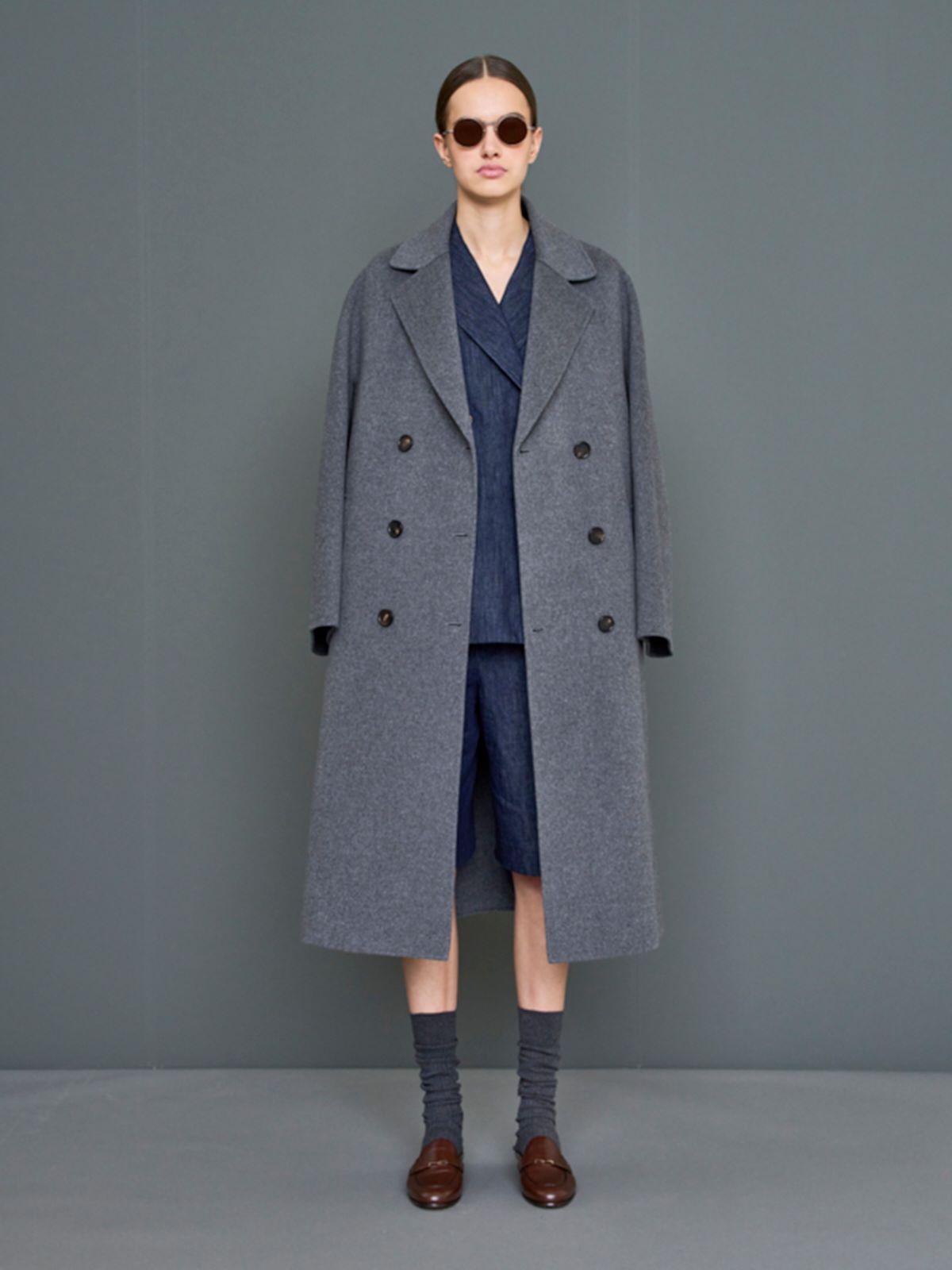 Double-breasted wool coat - DARK GREY - Max Mara