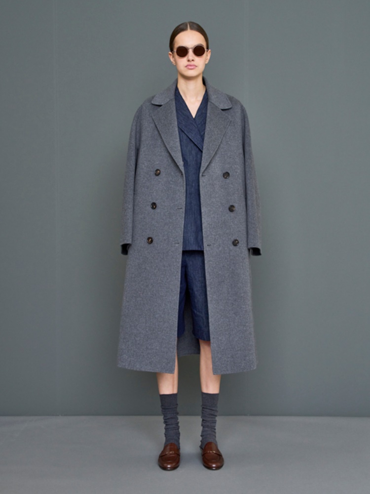 Double-breasted wool coat + DARK GREY - Max Mara