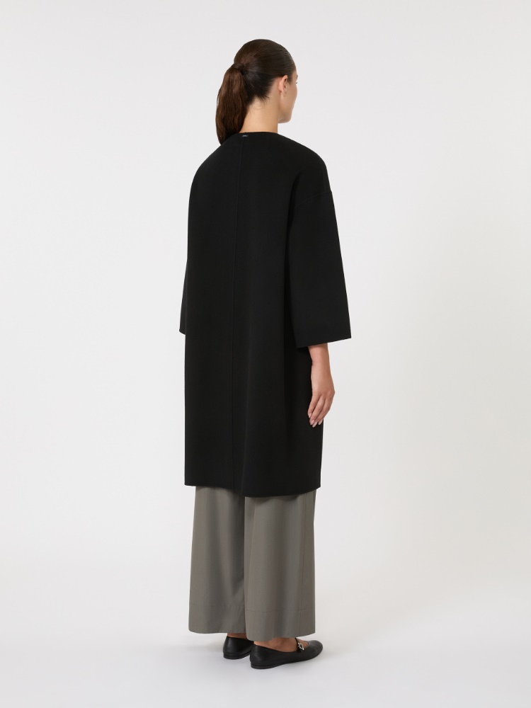 美品✨MAXMARA ダブルフェイス　ノーカラーコート　黒　40 美品✨MAXMARA ダブルフェイス ノーカラーコート 黒 40