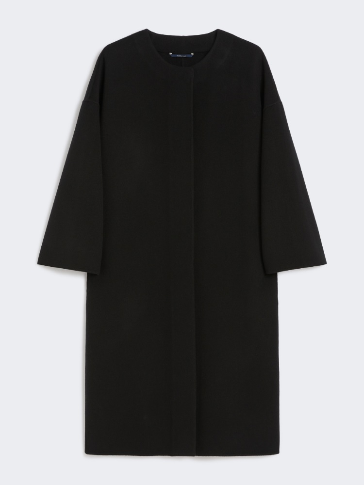 美品✨MAXMARA ダブルフェイス　ノーカラーコート　黒　40 ダブルフェイスサテン ノーカラーコート（W5A01502＿＿