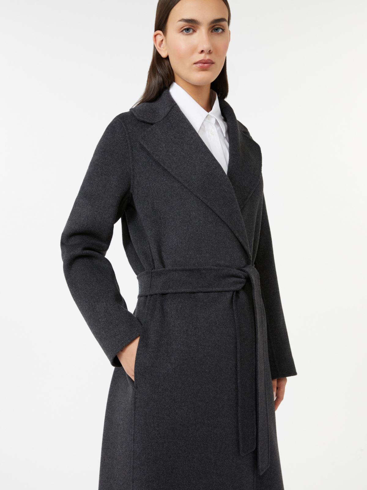 Wool drap wrap coat - DARK GREY - Max Mara - 4