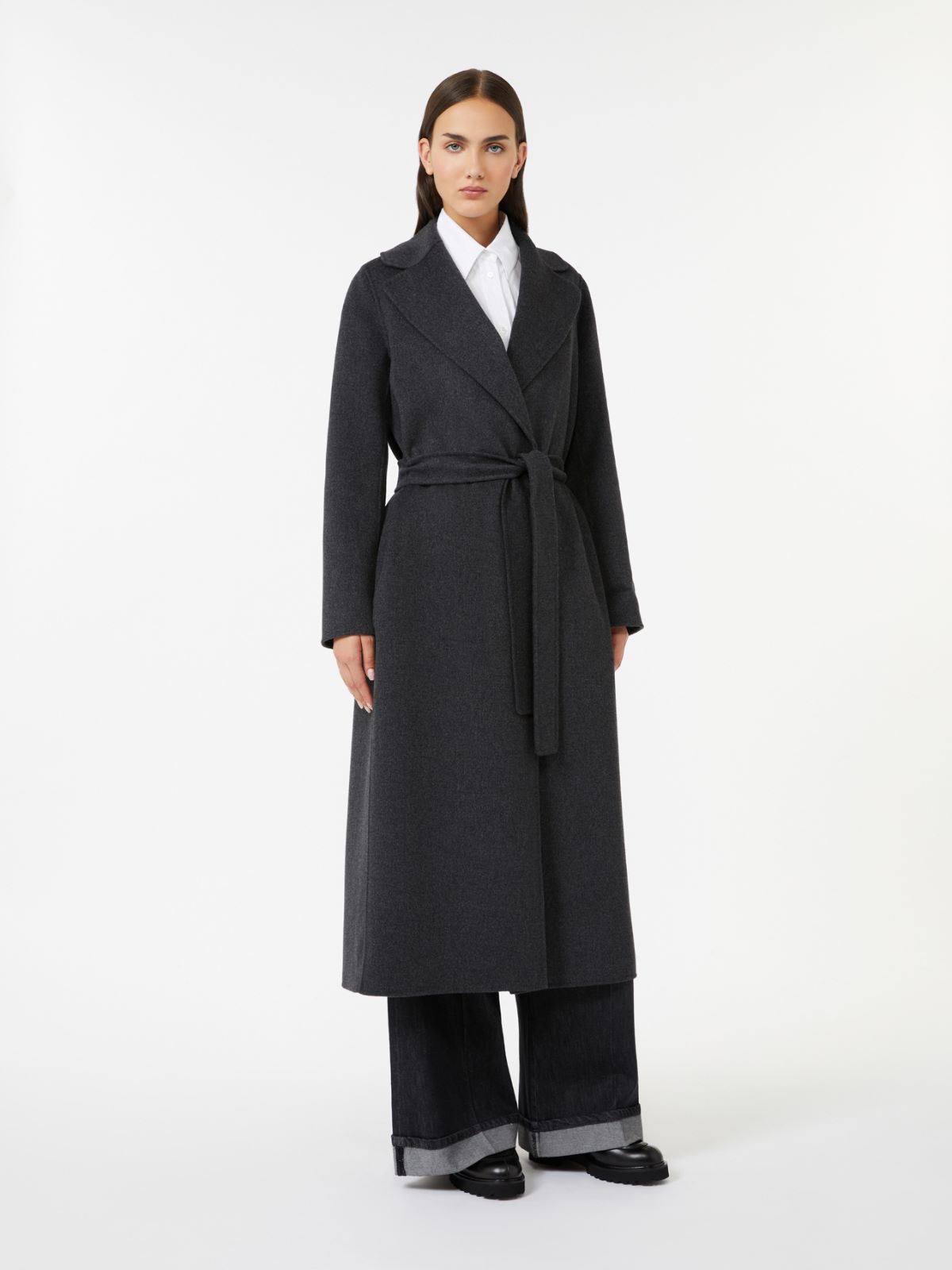 Wool drap wrap coat - DARK GREY - Max Mara