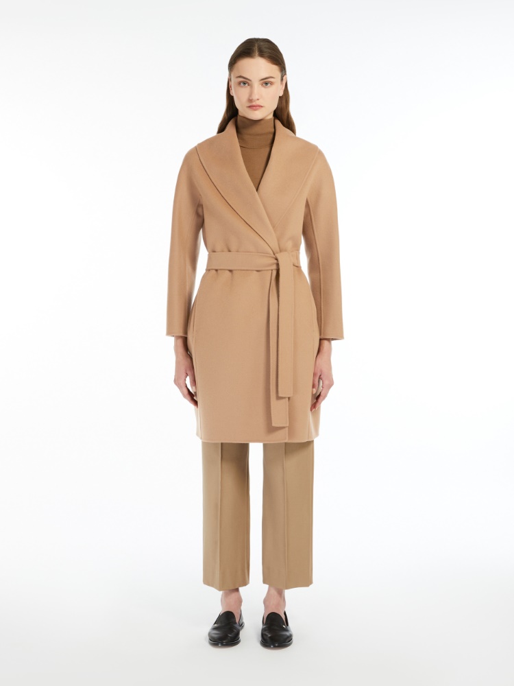 ☆MaxMara☆入手困難☆上品Camel Robe Coat/VEZZOSO Vezzoso camel hair wrap coat in beige - Max Mara | Mytheresa
