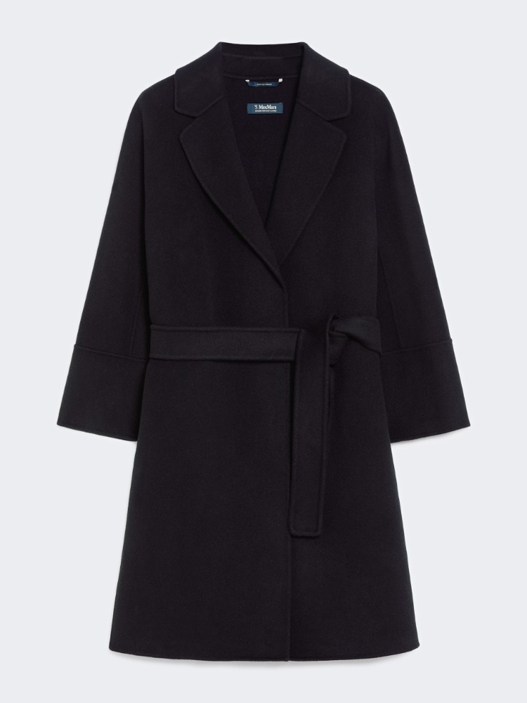 Short double-faced wool coat, black | 