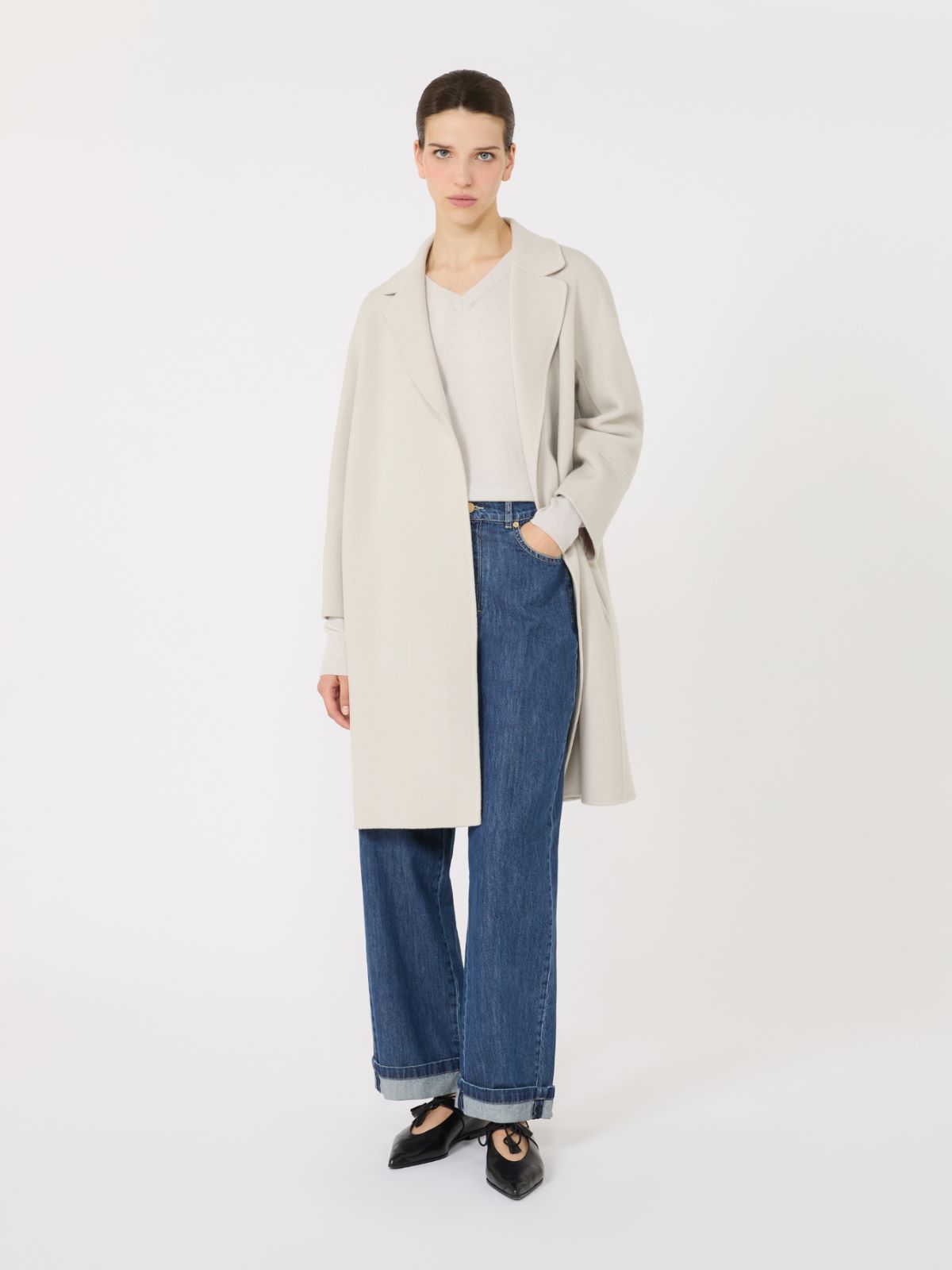 Kurzer Mantel aus doppeltem Wollgewebe + CREME - Max Mara