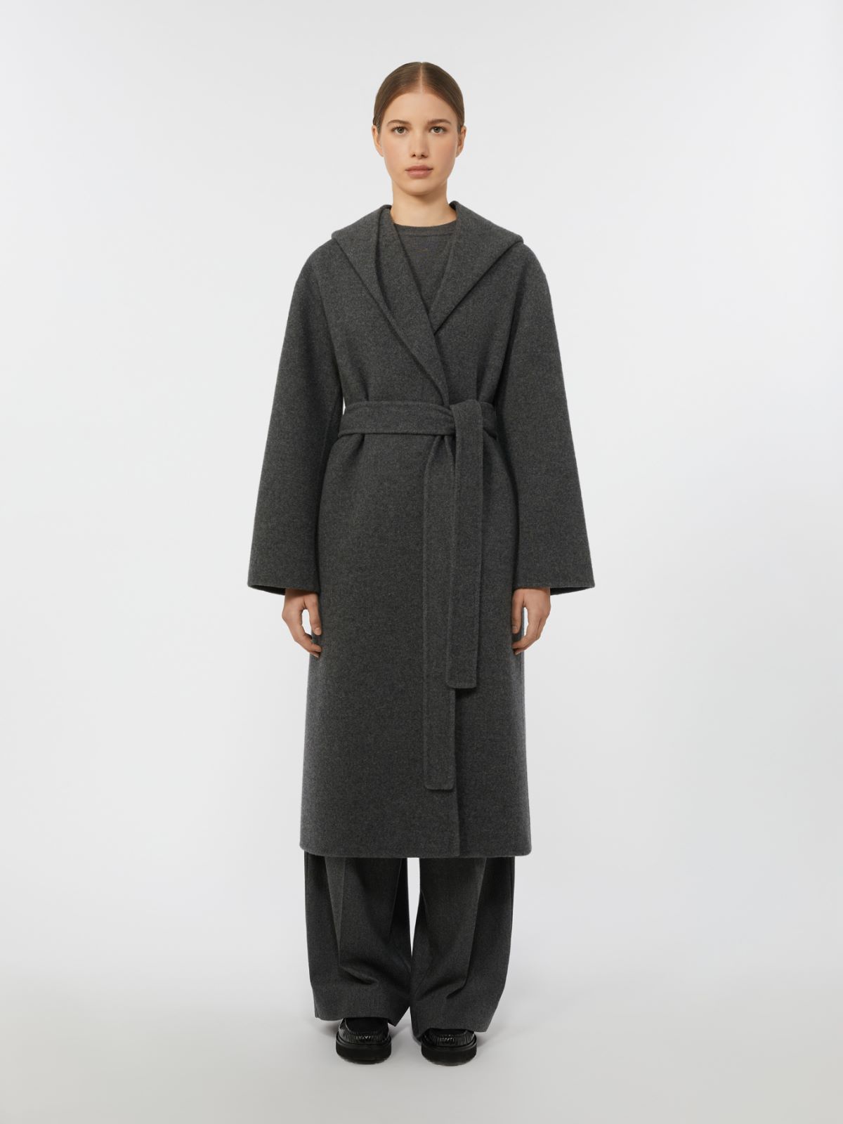 Cashmere and wool hooded coat - MEDIUM GREY - Max Mara - 2
