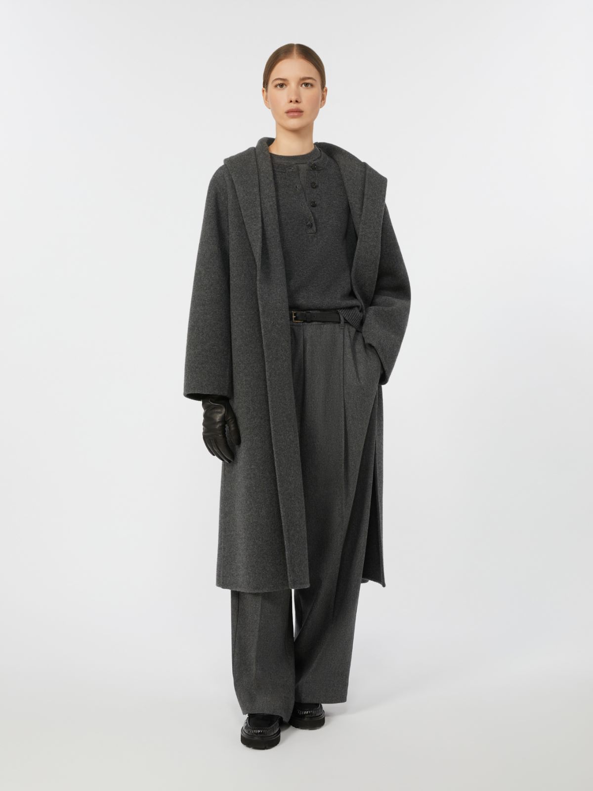 Cashmere and wool hooded coat - MEDIUM GREY - Max Mara