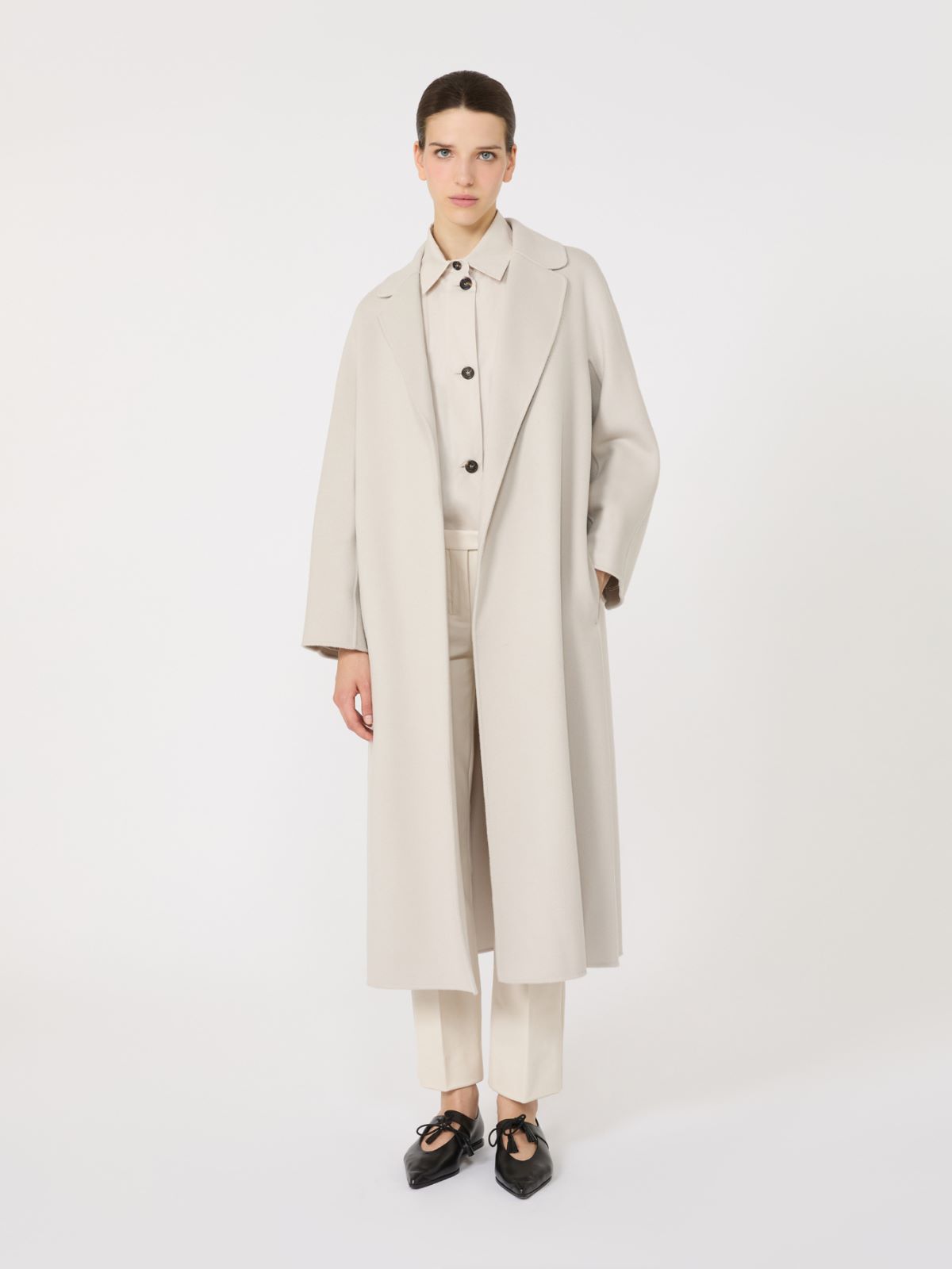 Wool broadcloth midi coat + ECRU - Max Mara