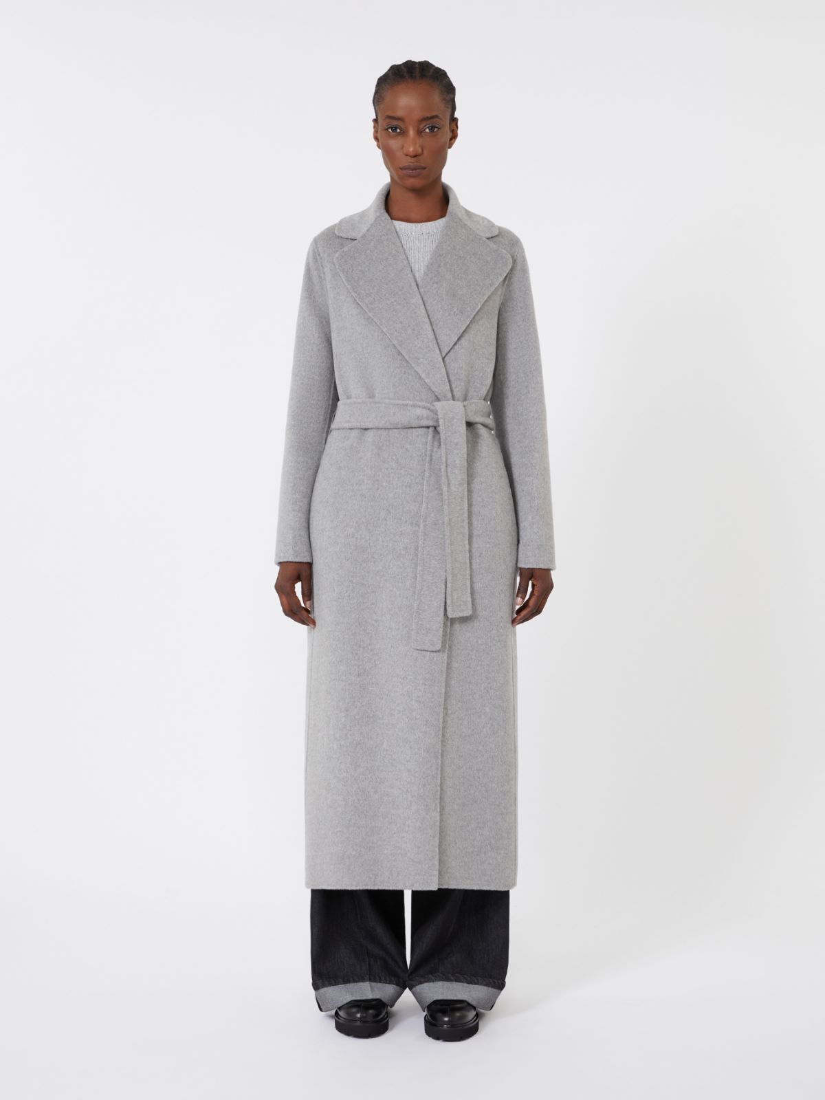Wool and cashmere coat with belt - LIGHT GREY - Max Mara - 2