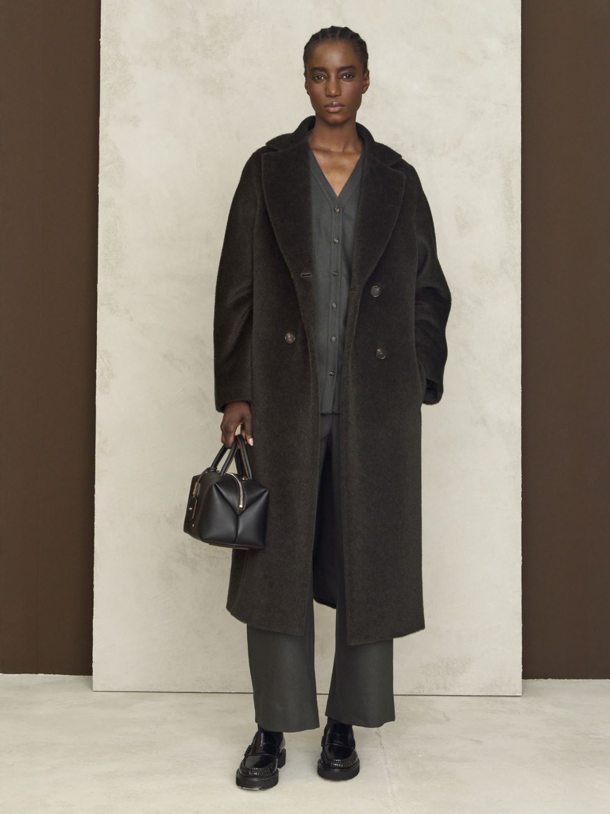 Doppelreihiger Mantel aus Wolle und Alpaka - GRUEN - Max Mara