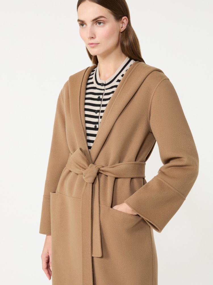 'S MAX MARA FELPI ピュア ウール ダブルフェイス コート 36 ベルゲン] ピュア ウール ダブルフェイス フーデッド コート