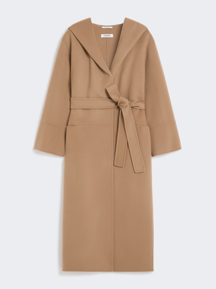 ファビオ] ピュア ウール ダブルフェイス フーデット コート, camel