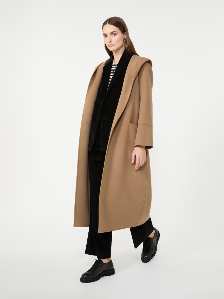 [ファビオ] ピュア ウール ダブルフェイス フーデット コート - CAMEL - Max Mara