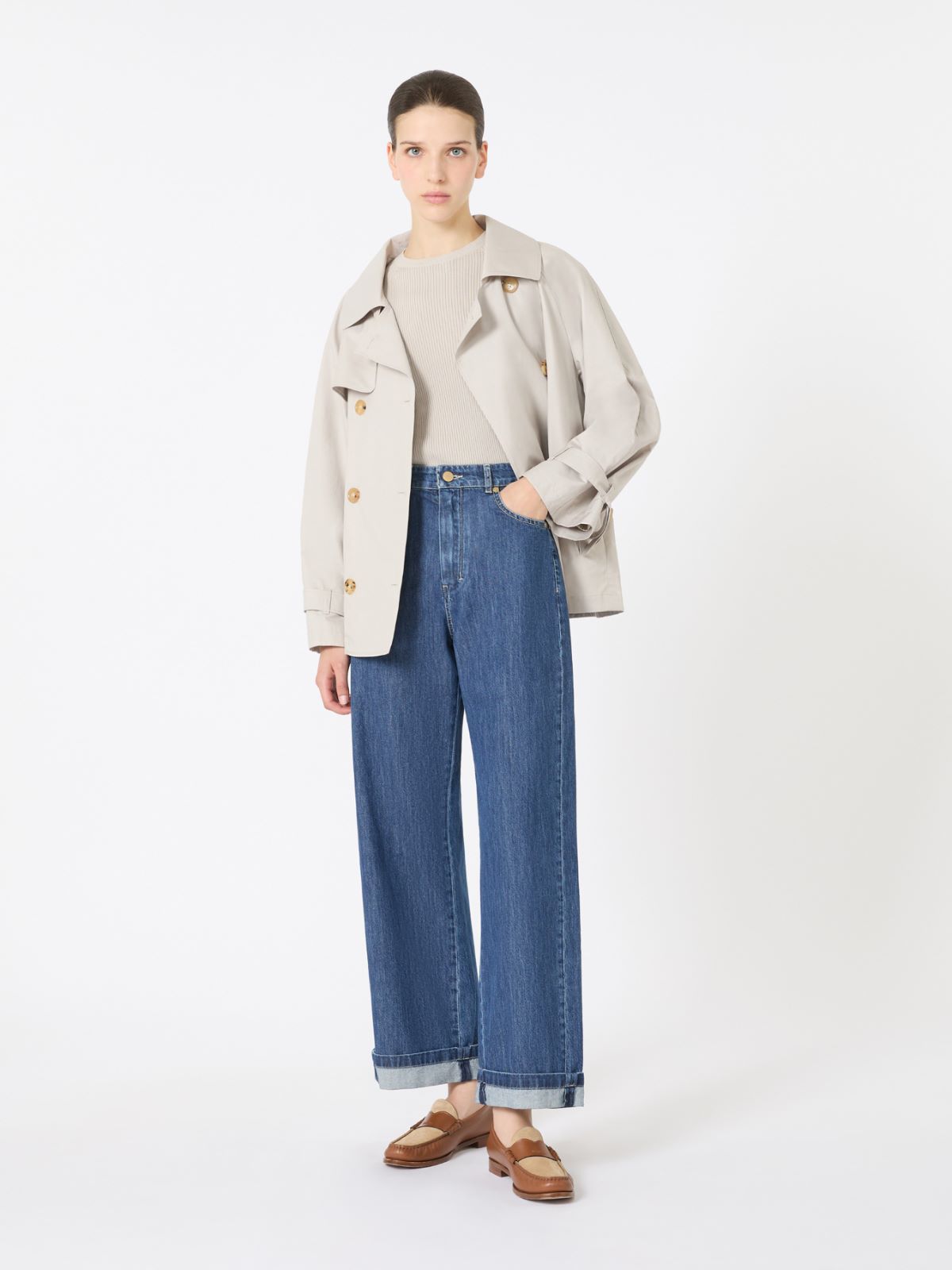 Short water-repellent cotton twill trench coat - ECRU - Max Mara - 8