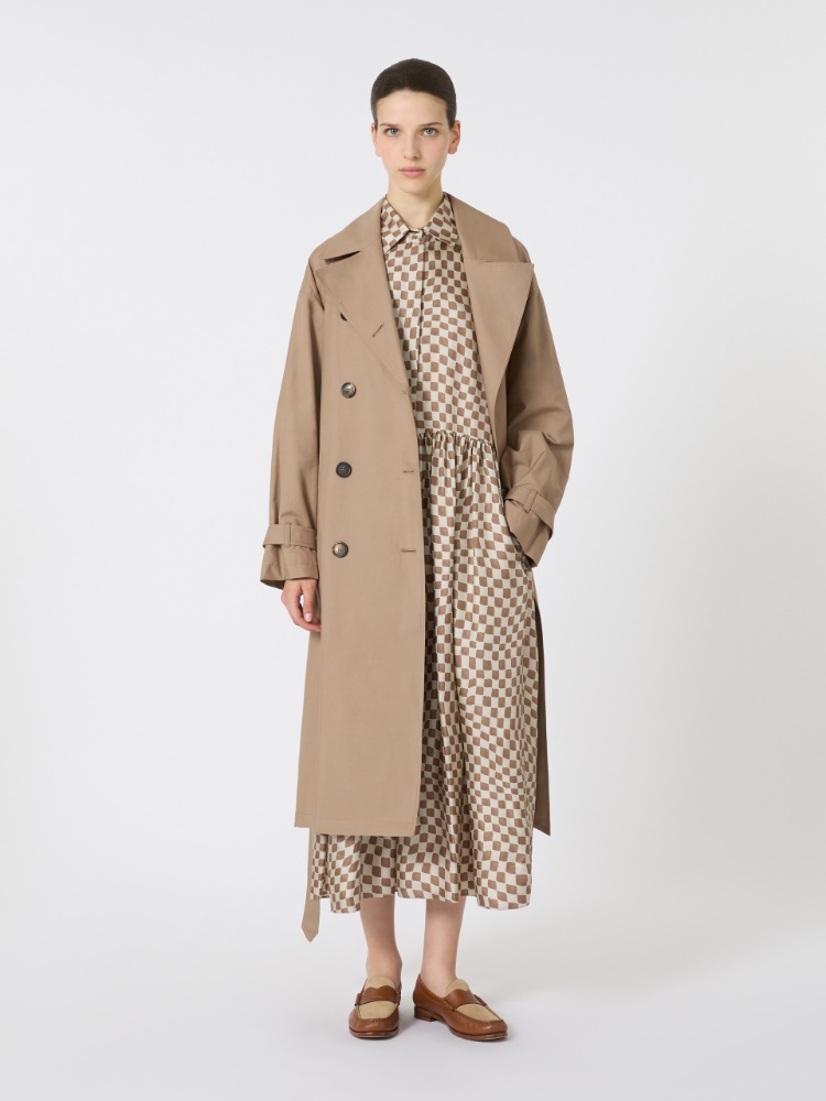 Long water-repellent cotton twill trench coat - CAMEL - Max Mara
