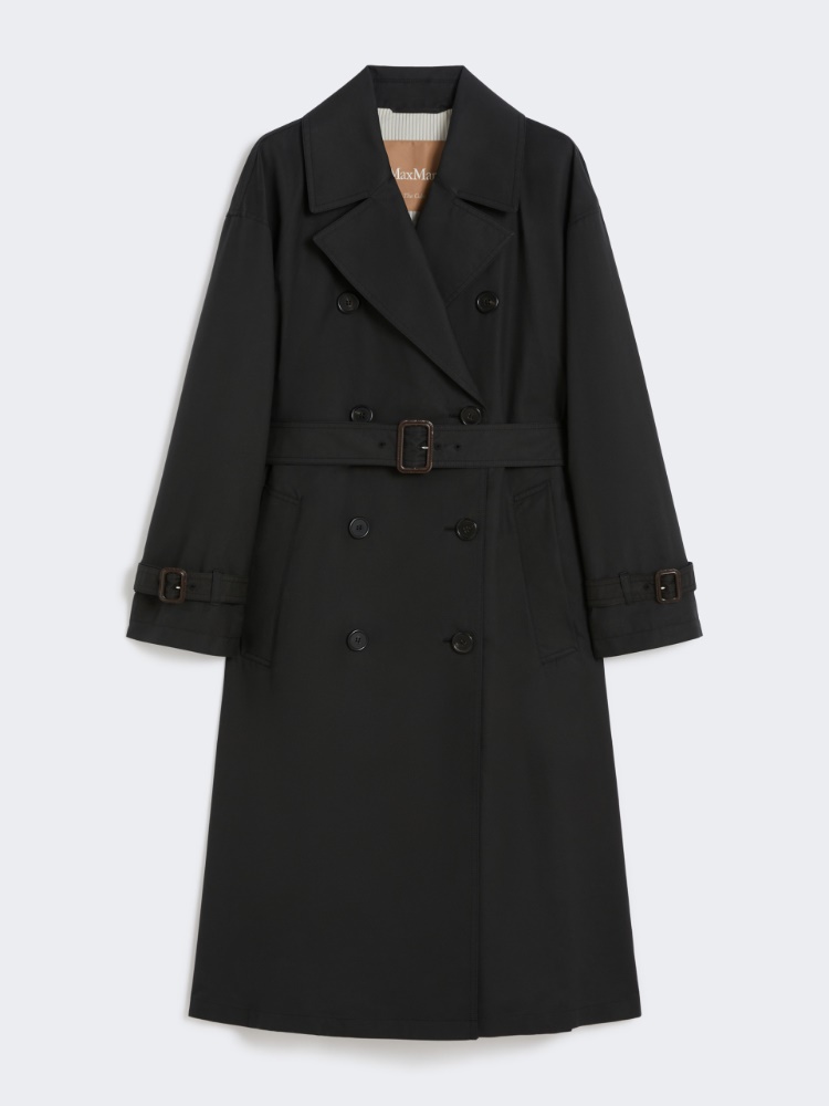 Long water-repellent cotton twill trench coat - BLACK - Max Mara