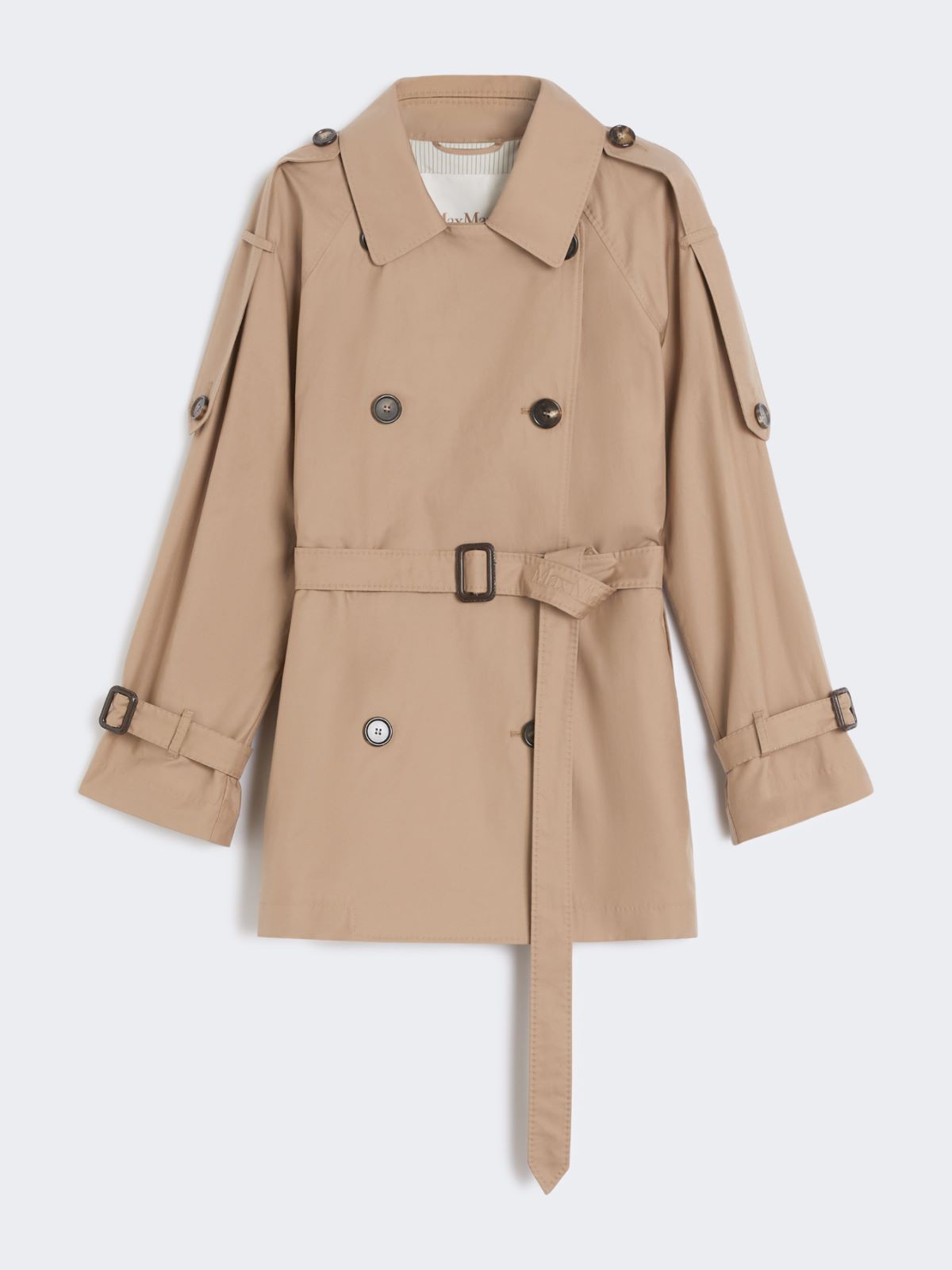 Short double-breasted trench coat in water-repellent cotton twill - CAMEL - Max Mara - 9
