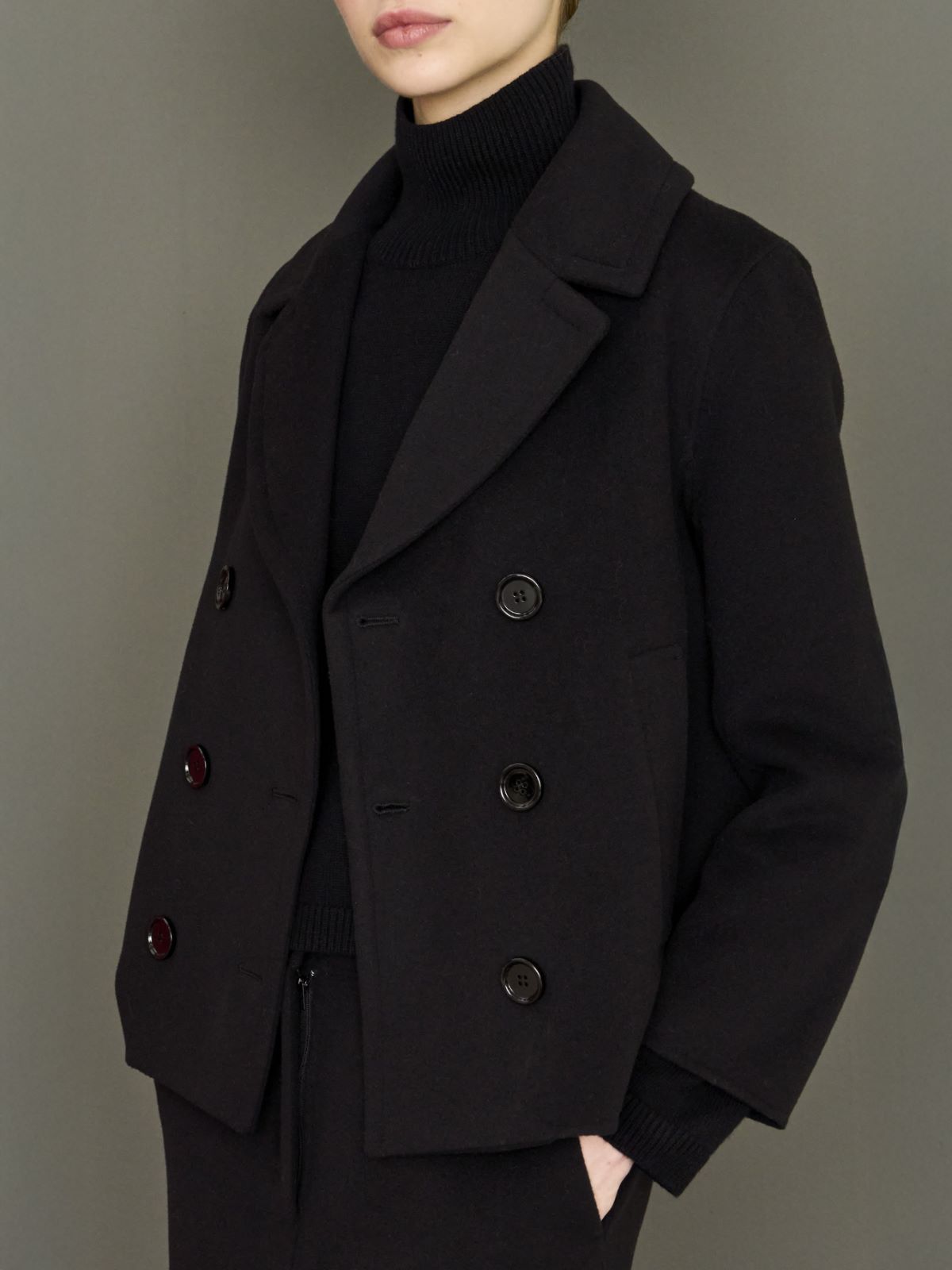Wool drap pea coat - BLACK - Max Mara