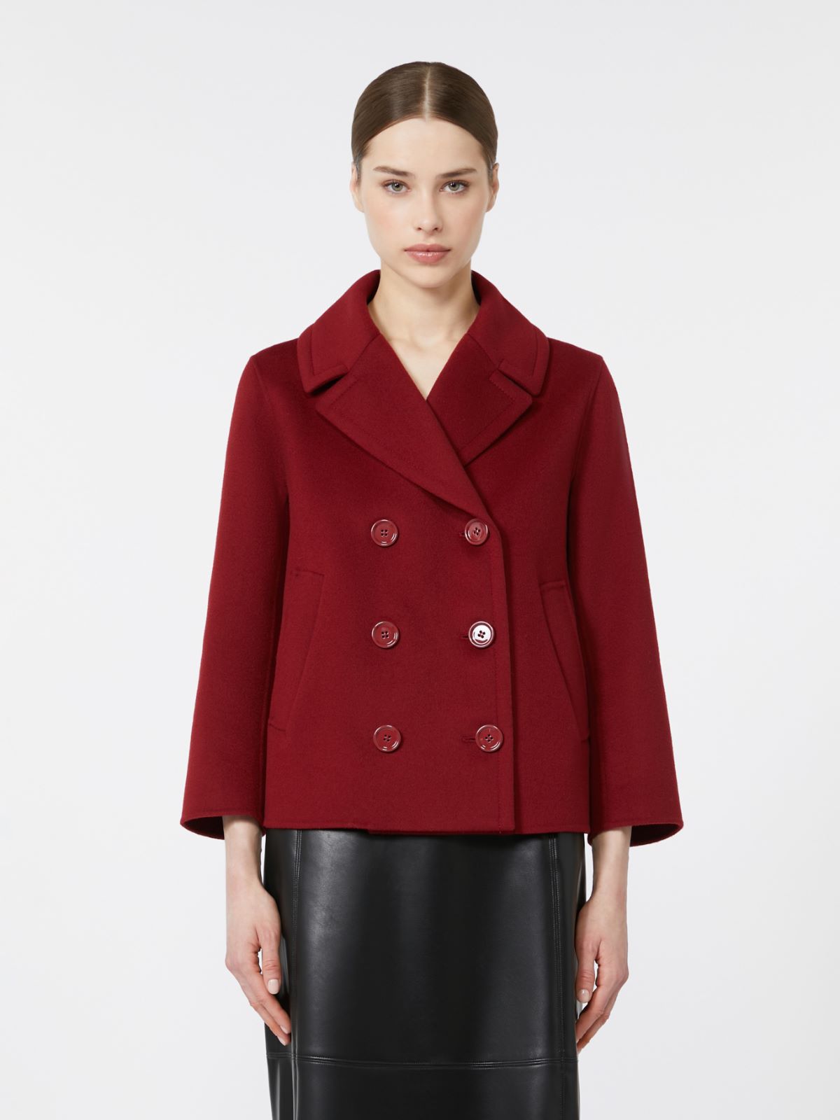 Wool drap pea coat - BORDEAUX - Max Mara - 2