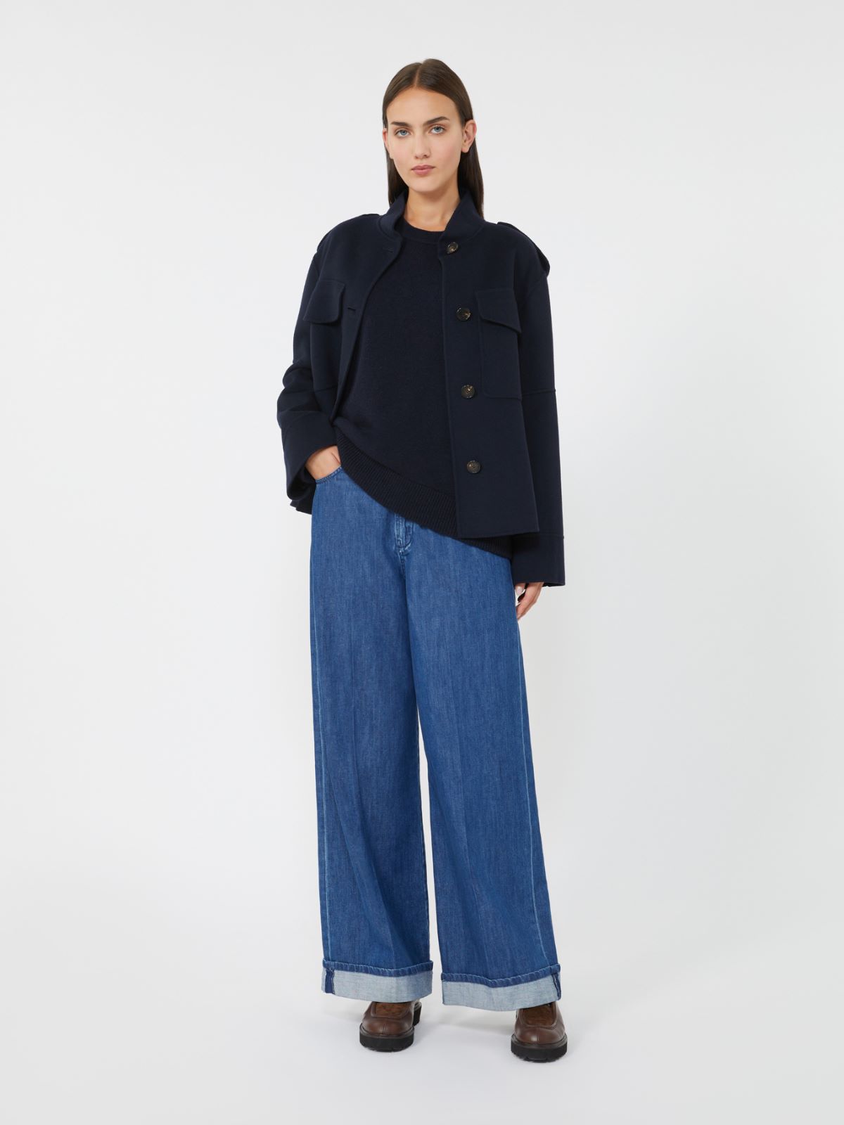 Wool drap jacket - NAVY - Max Mara