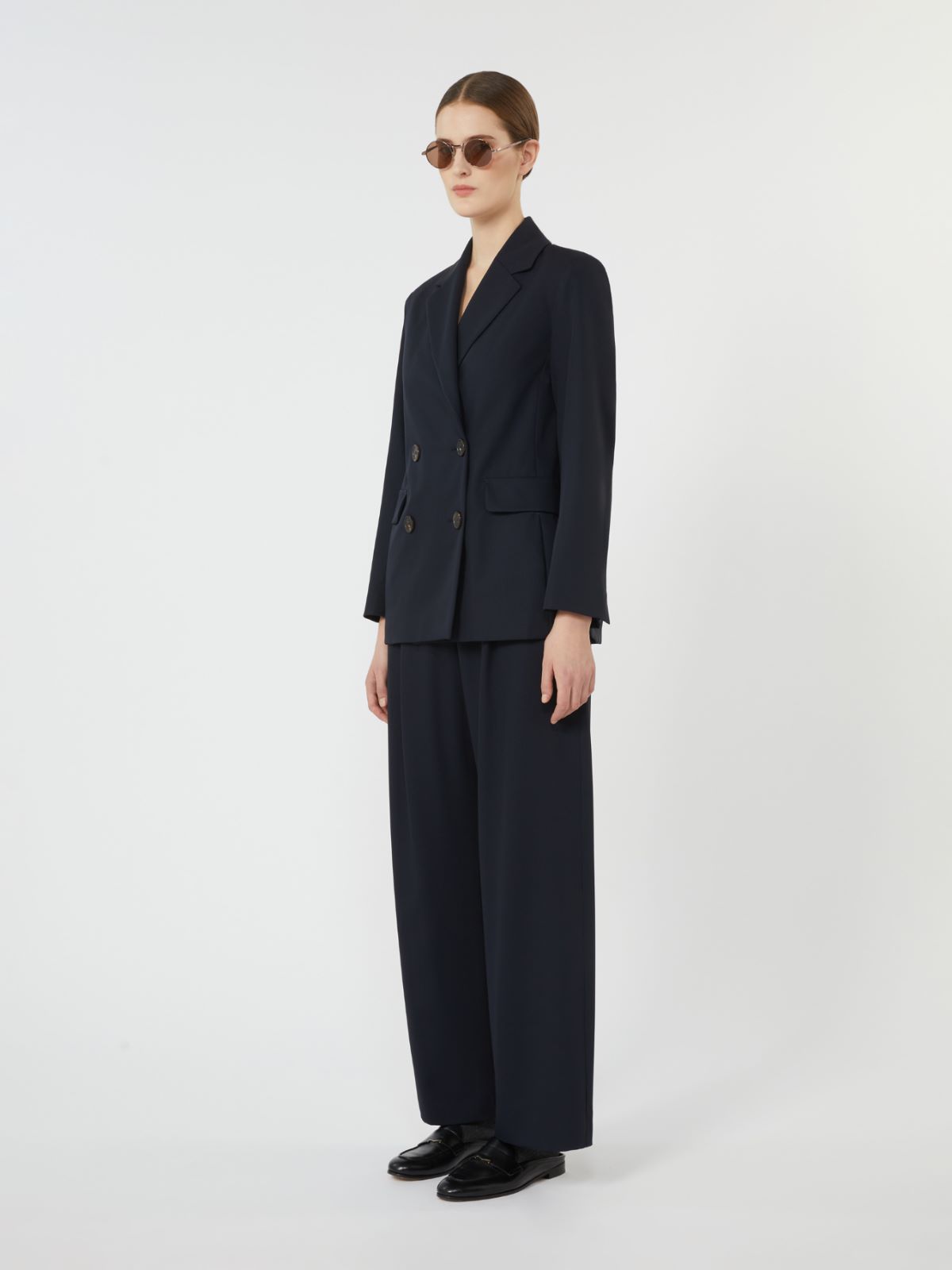 Double-breasted wool crepe blazer - MIDNIGHTBLUE - Max Mara - 8