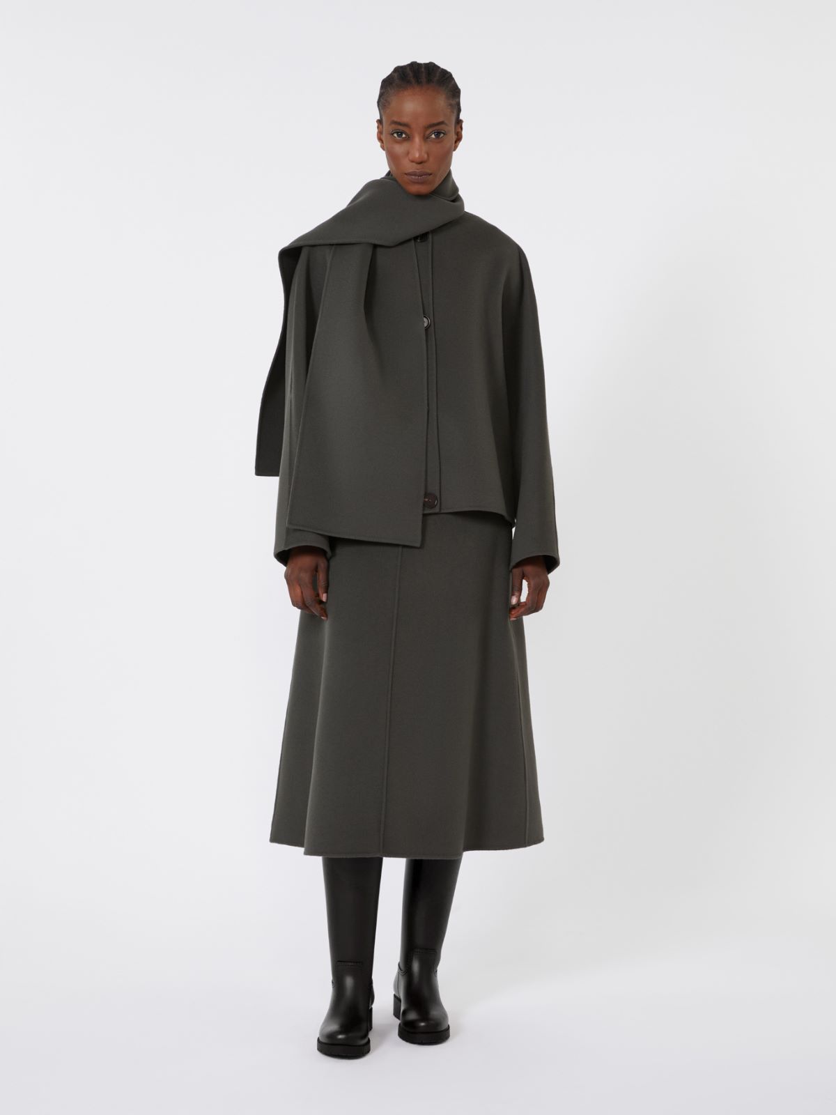 Cropped jacket in double-sided wool - GREEN - Max Mara - 9