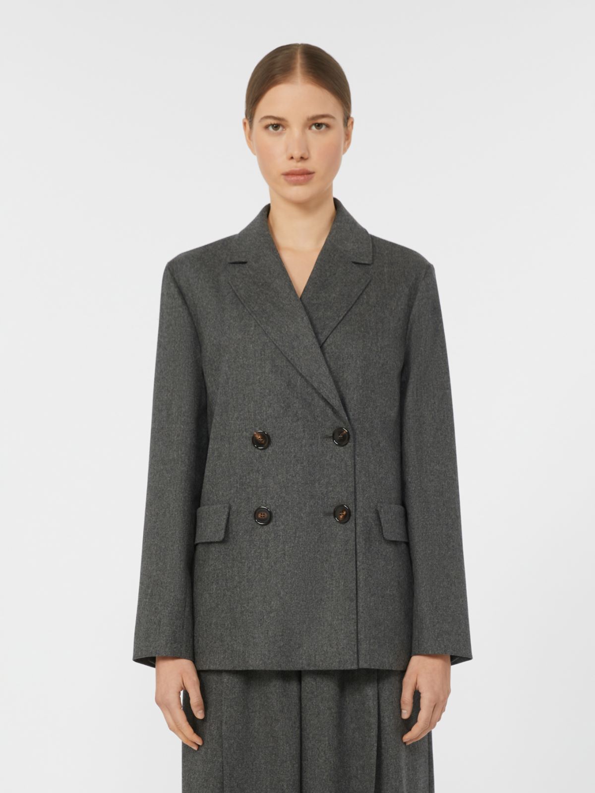 Double-breasted flannel blazer - MEDIUM GREY - Max Mara - 2