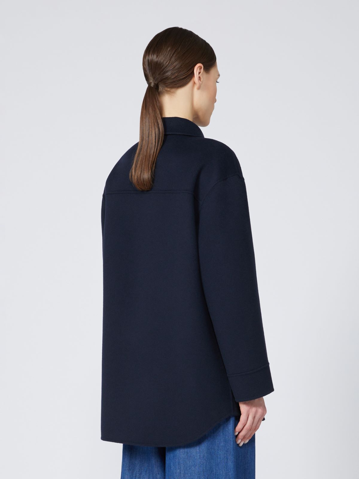 Chemise longue en laine - BLEU - Max Mara - 3