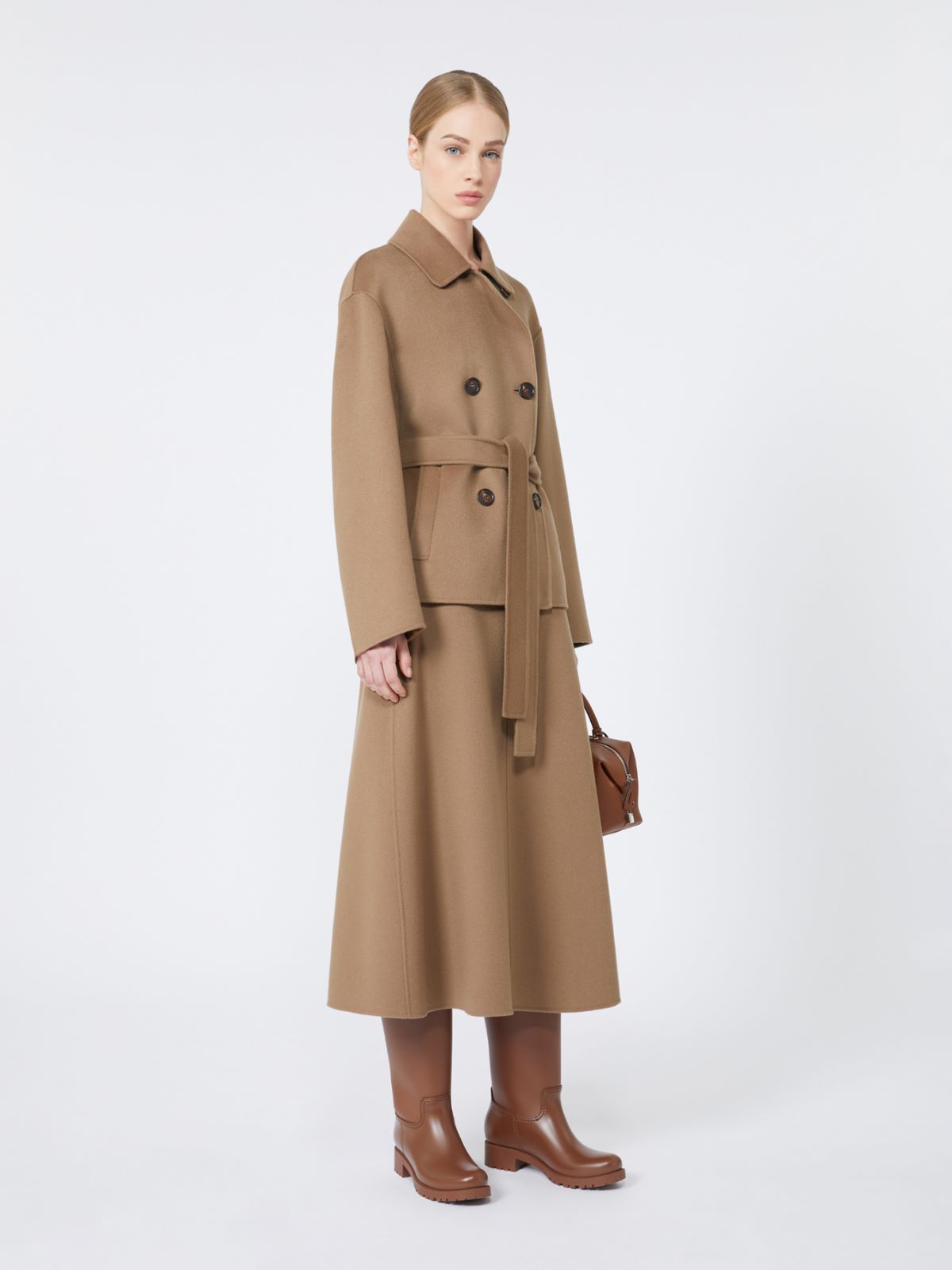 Double-breasted coat in double-sided wool - HAZELNUT BROWN - Max Mara