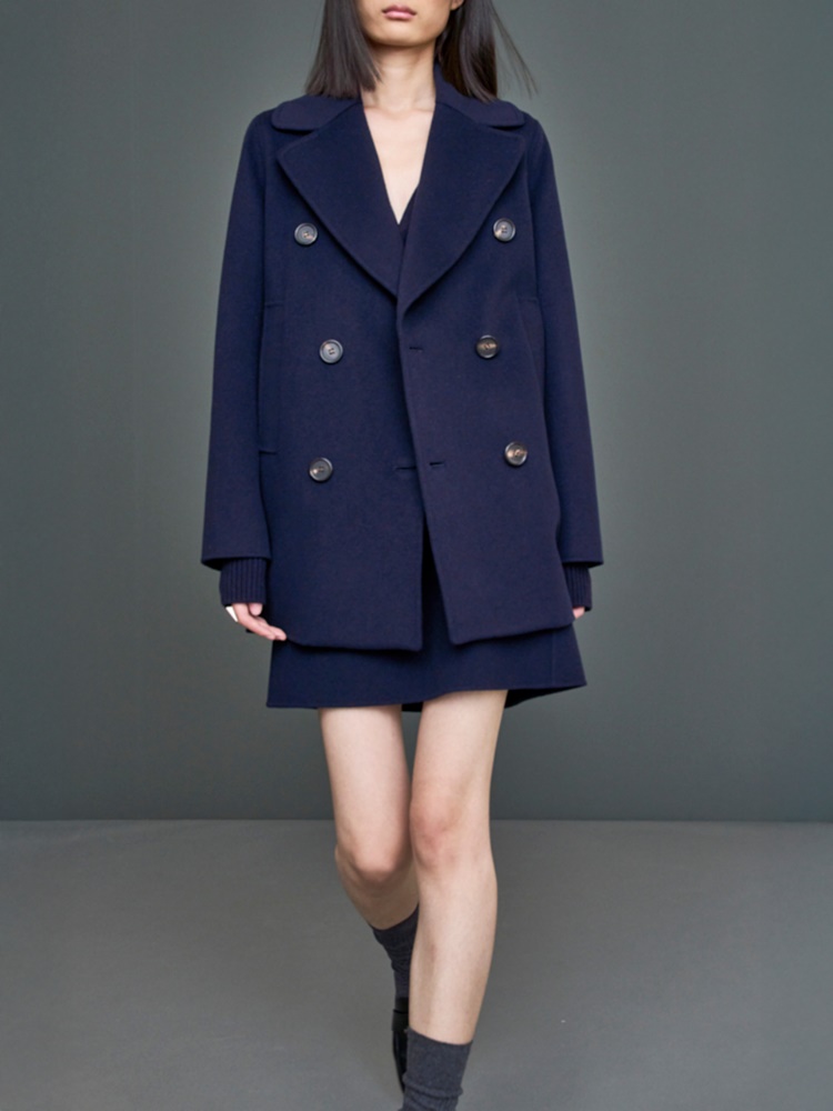 Double-breasted wool pea coat + MIDNIGHTBLUE - Max Mara