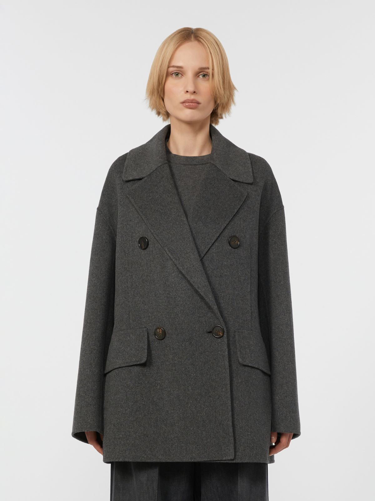 Wool drap double-breasted jacket - DARK GREY - Max Mara - 2