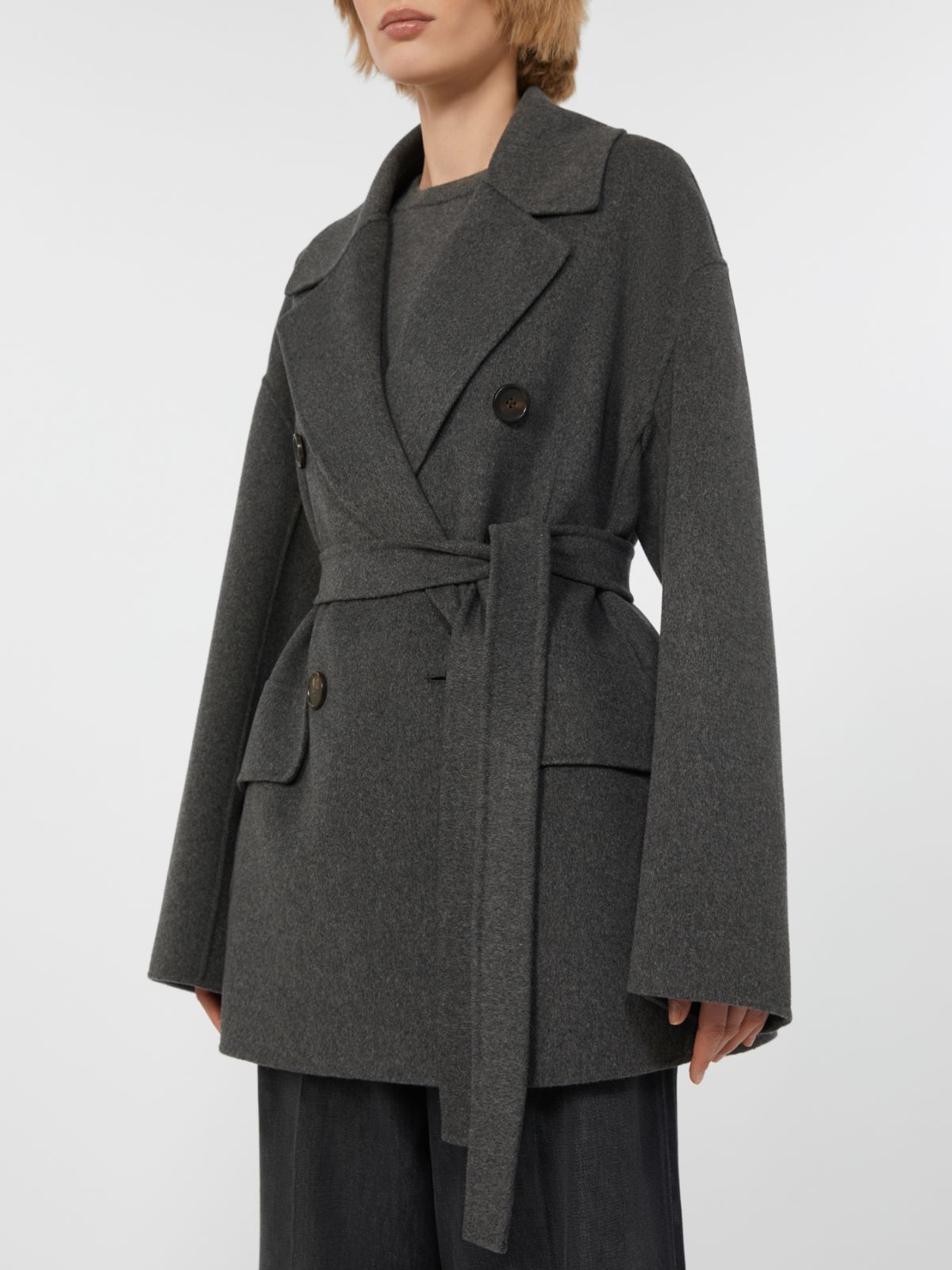 Wool drap double-breasted jacket - DARK GREY - Max Mara - 4