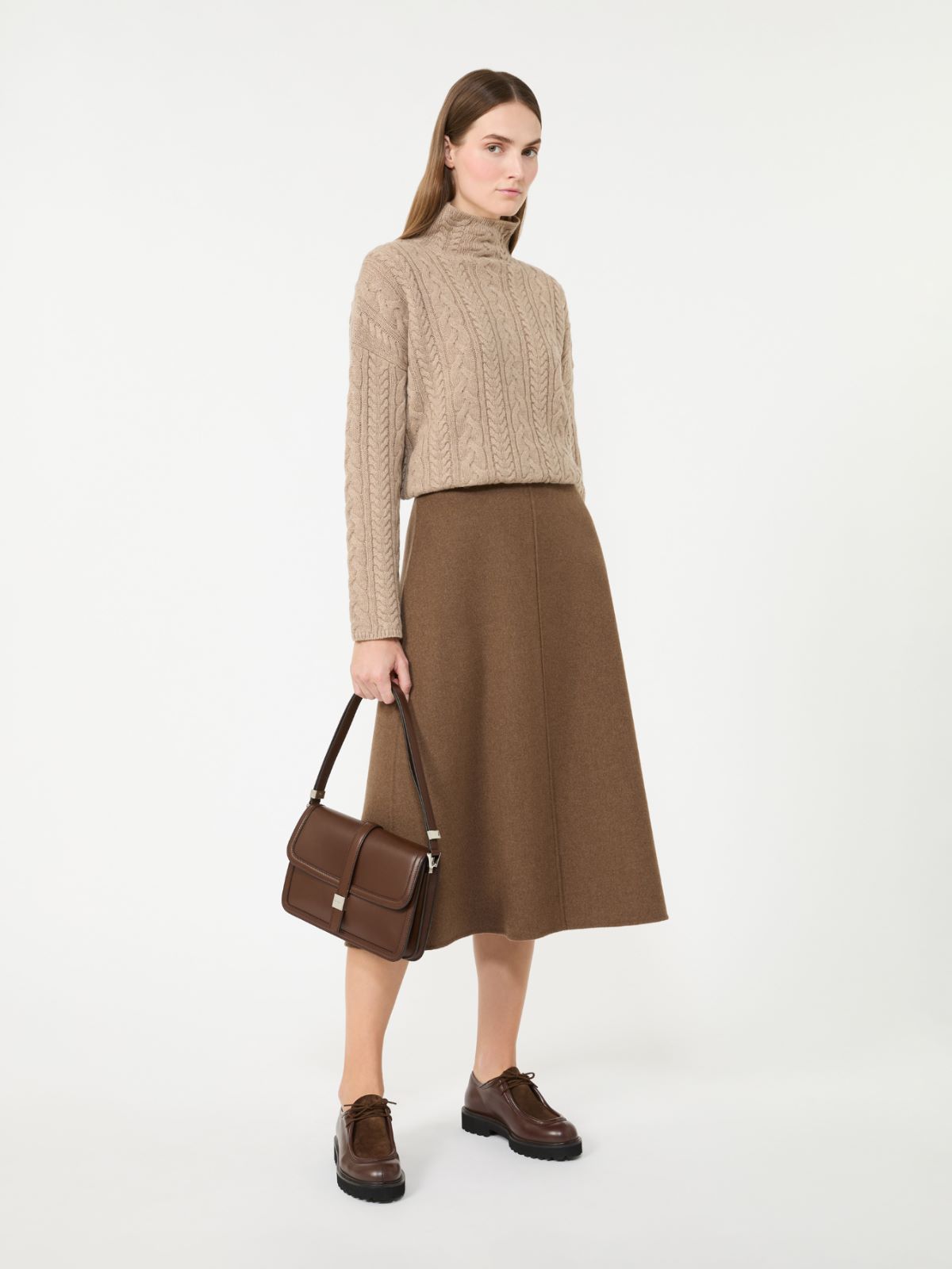 Flared wool skirt + BROWN - Max Mara