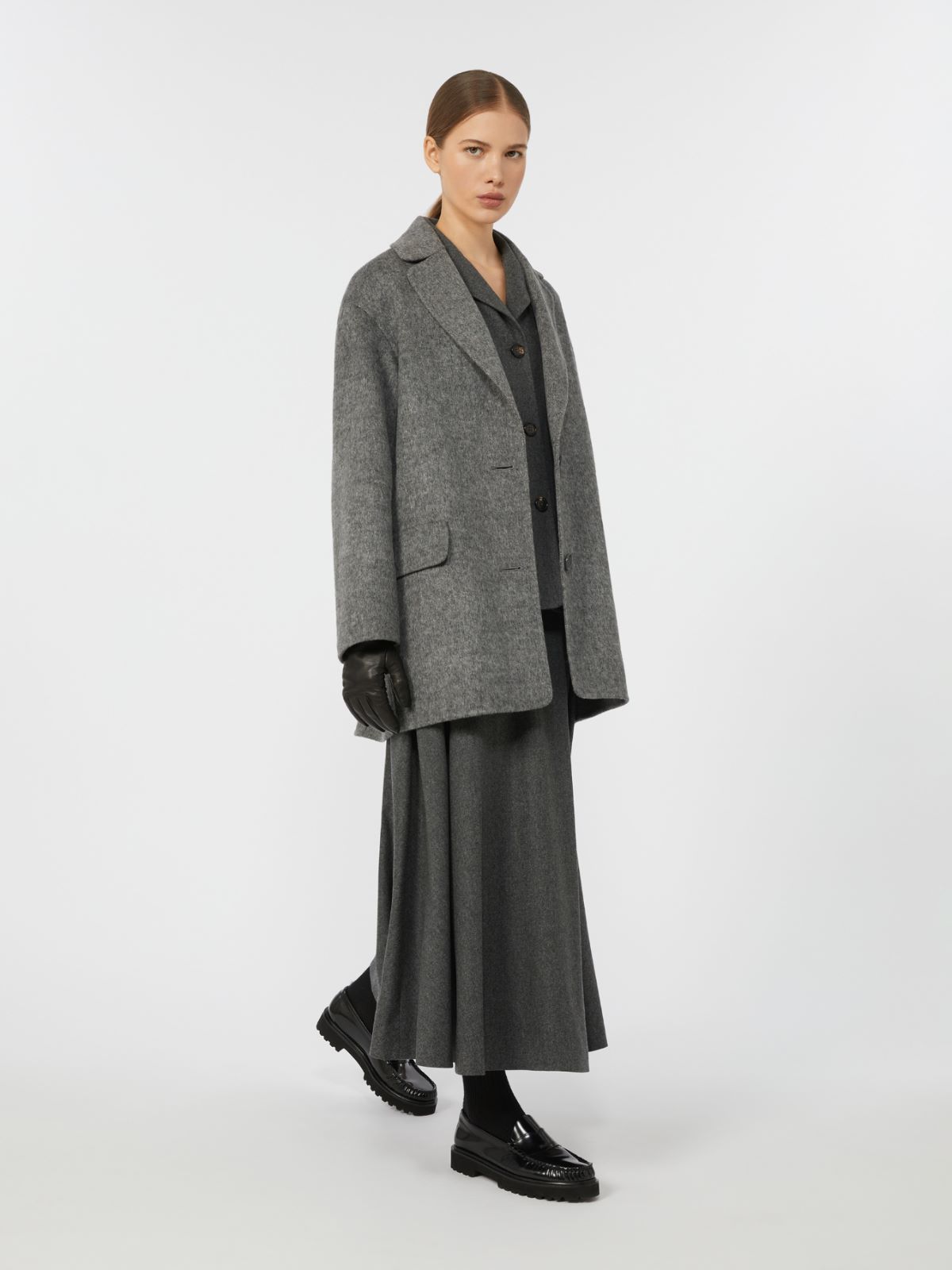 Wool flannel skirt - MEDIUM GREY - Max Mara