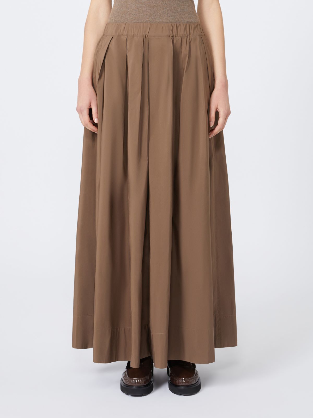 Falda de microfaya de algodón - MARRON - Max Mara - 2