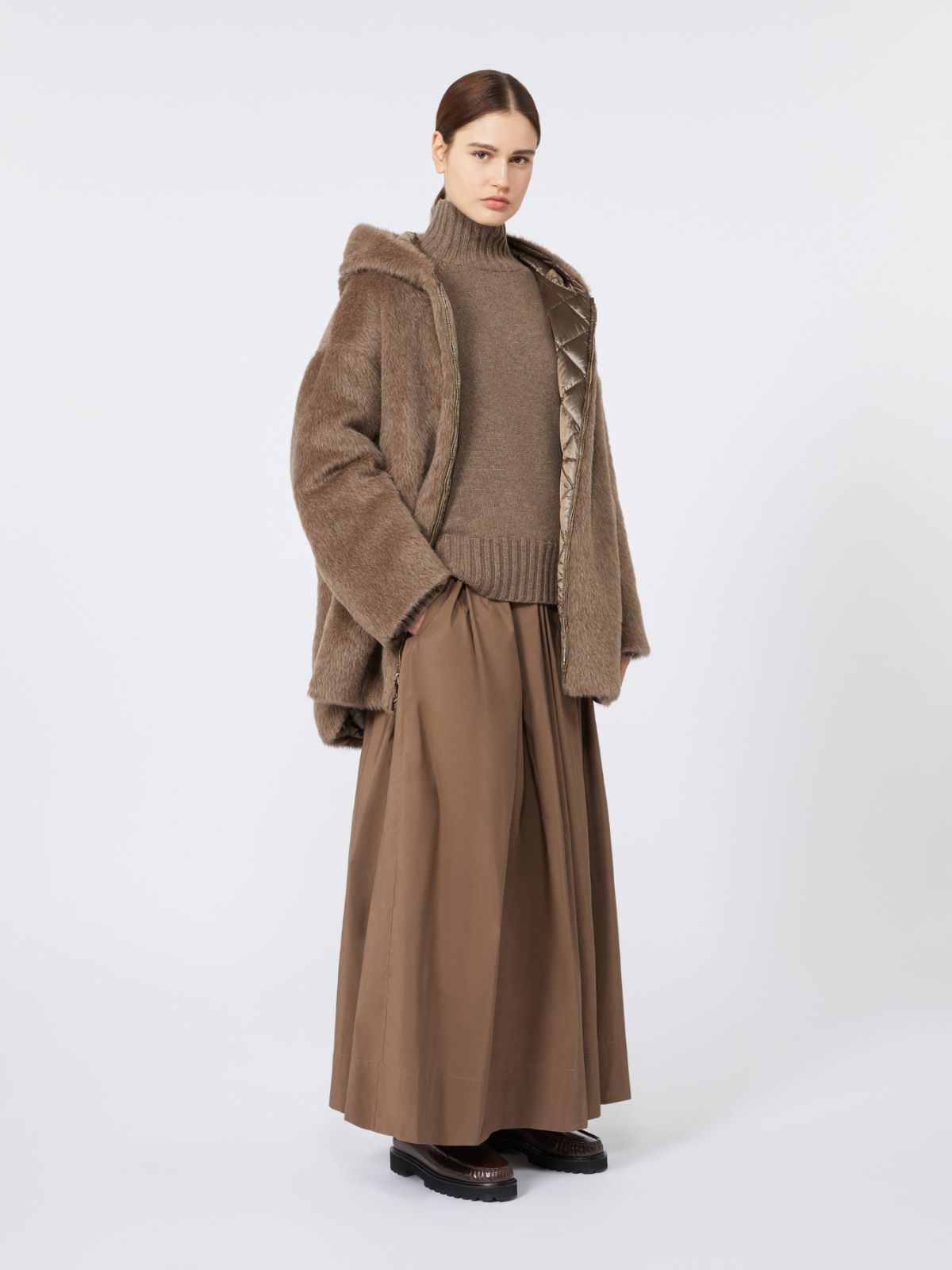 Falda de microfaya de algodón - MARRON - Max Mara