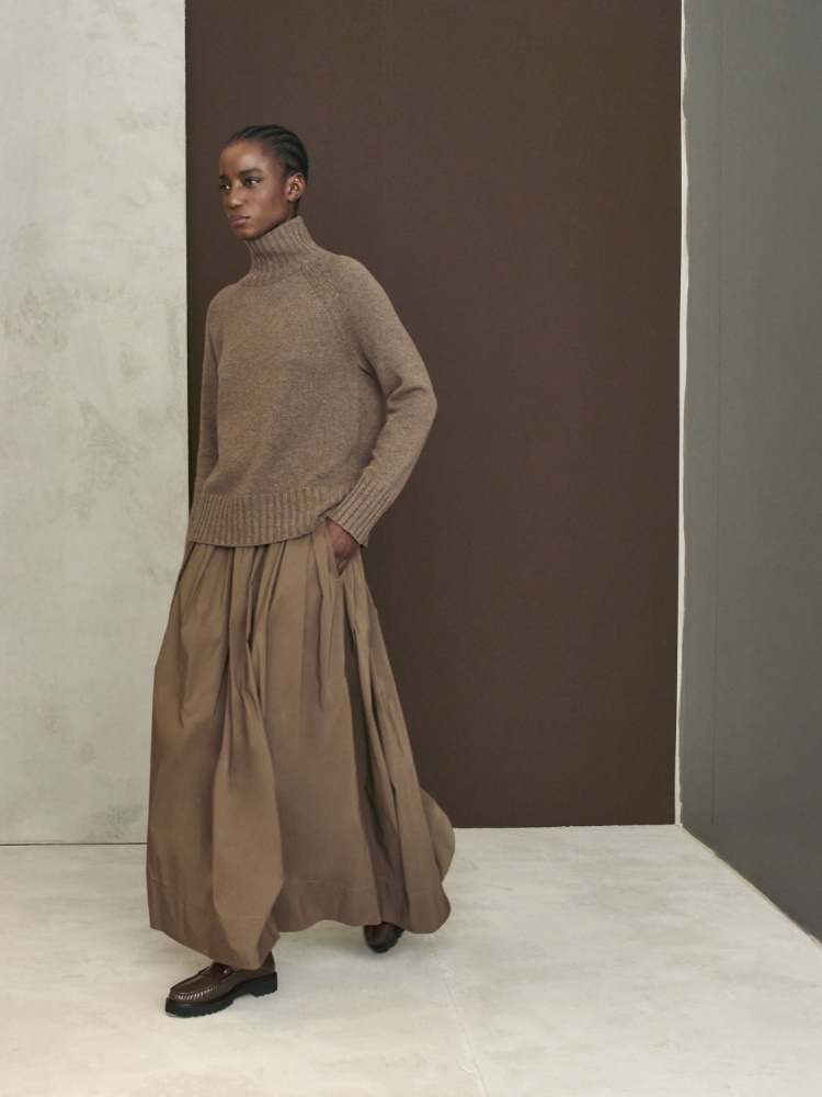 Cotton micro faille skirt + BROWN - Max Mara