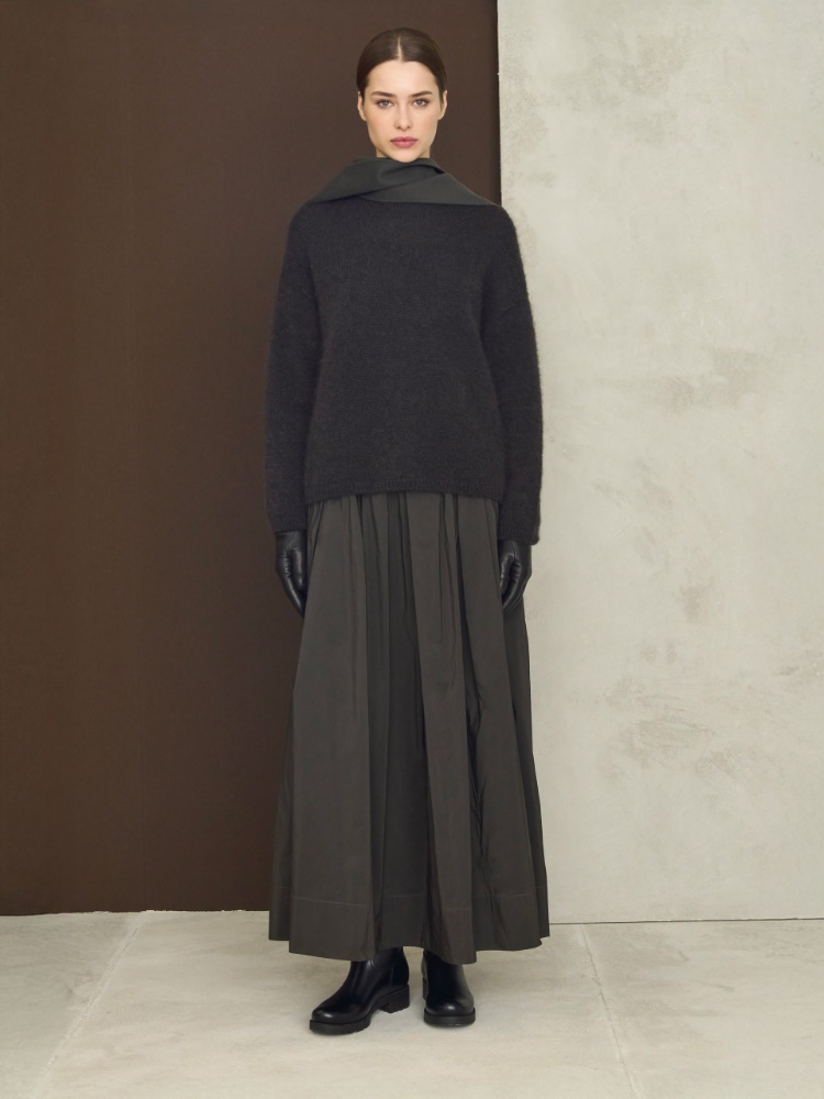 Cotton micro faille skirt + GREEN - Max Mara