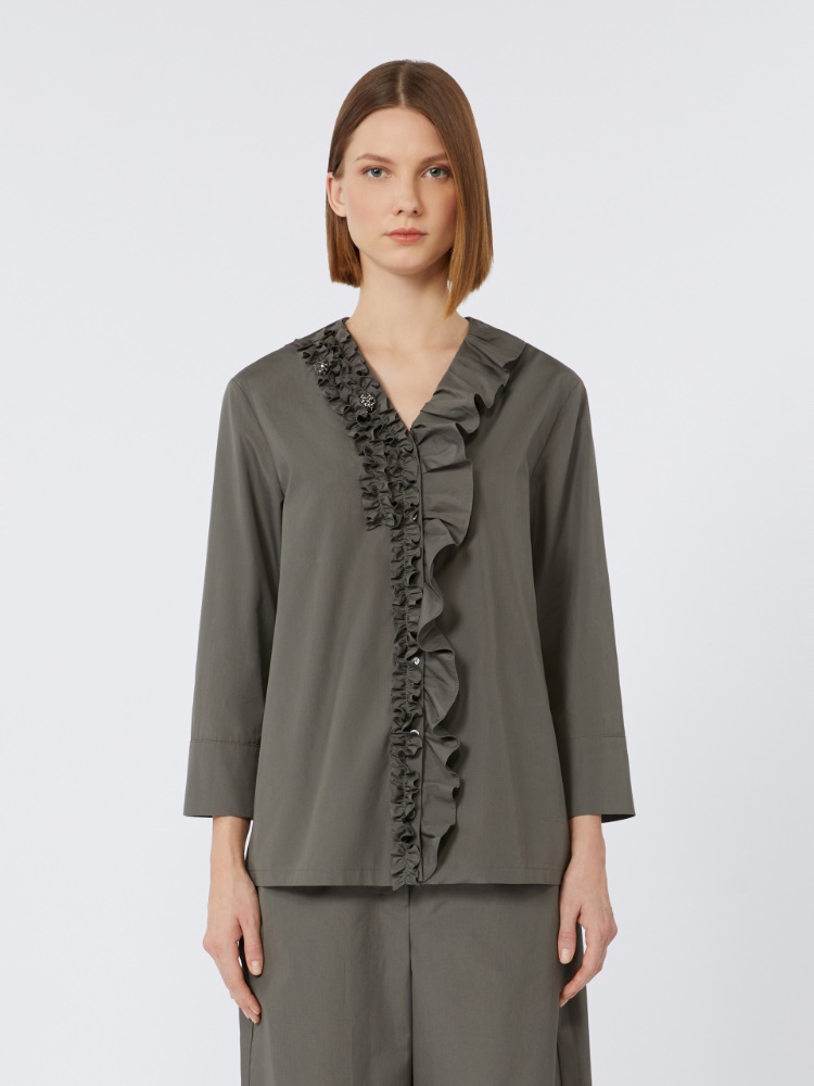 美品❣️S‘ Max Mara コットンポプリンブラウス ファヴォラ] ピュア コットン ポプリン ブラウス, turtledove