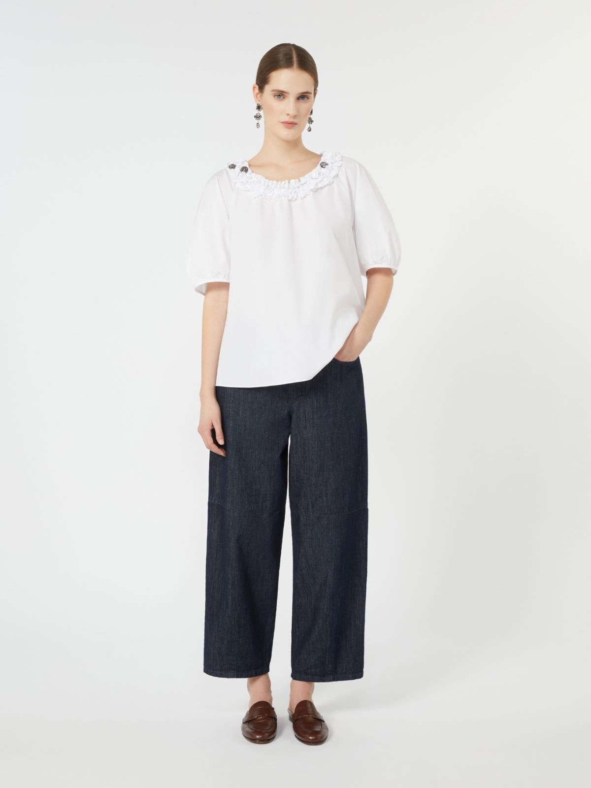 Cotton poplin blouse - OPTICAL WHITE - Max Mara - 9