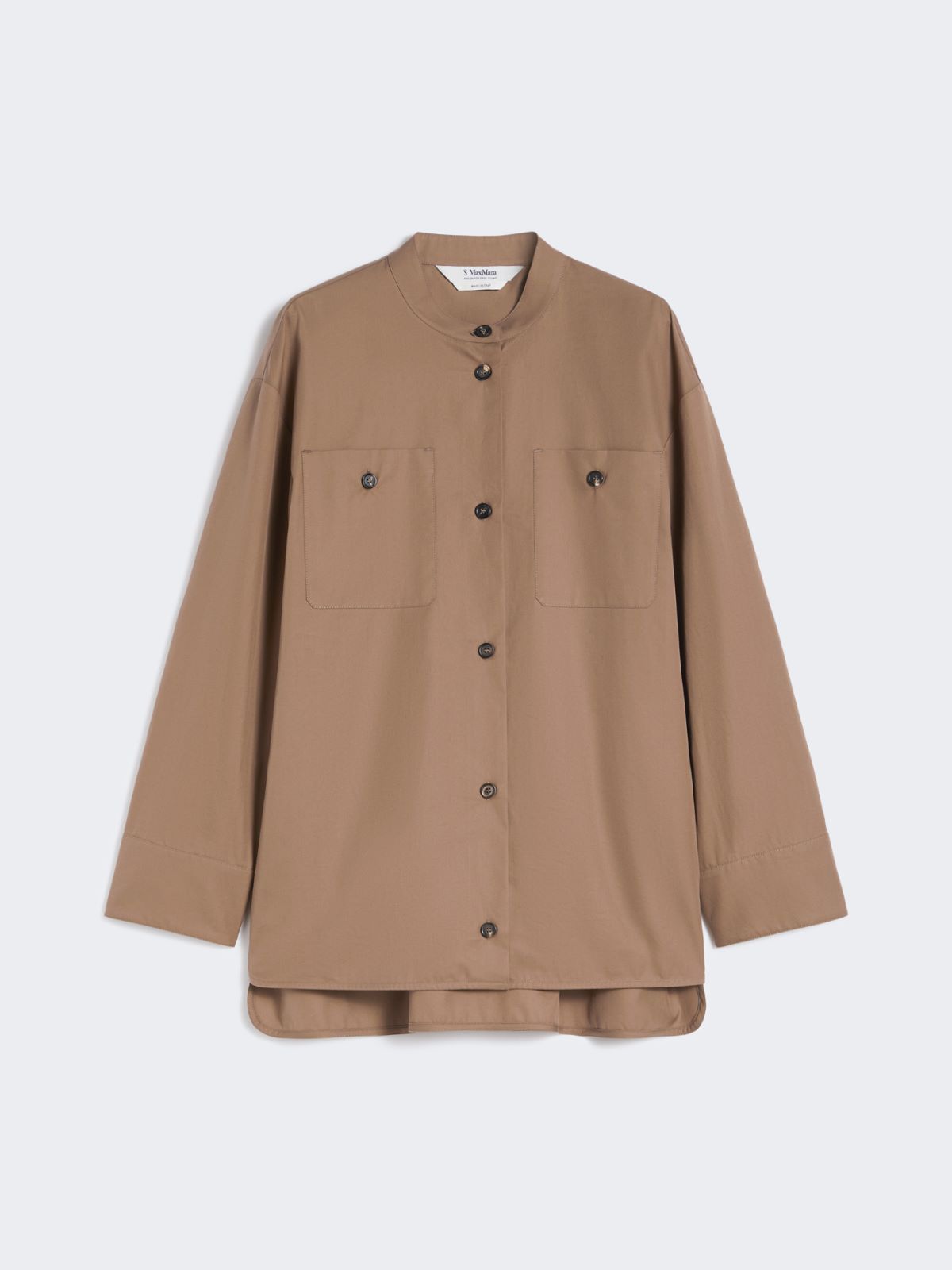 Cotton Mandarin-neck shirt - BROWN - Max Mara - 8