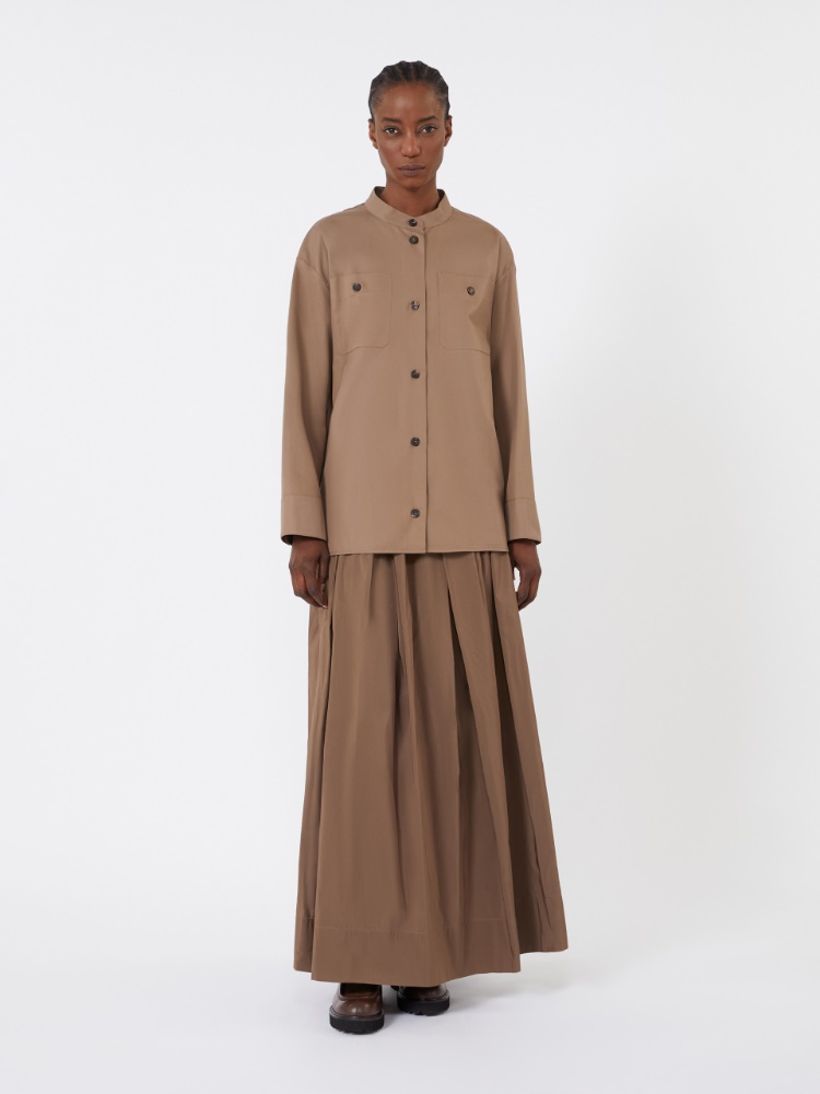 Cotton Mandarin-neck shirt - BROWN - Max Mara