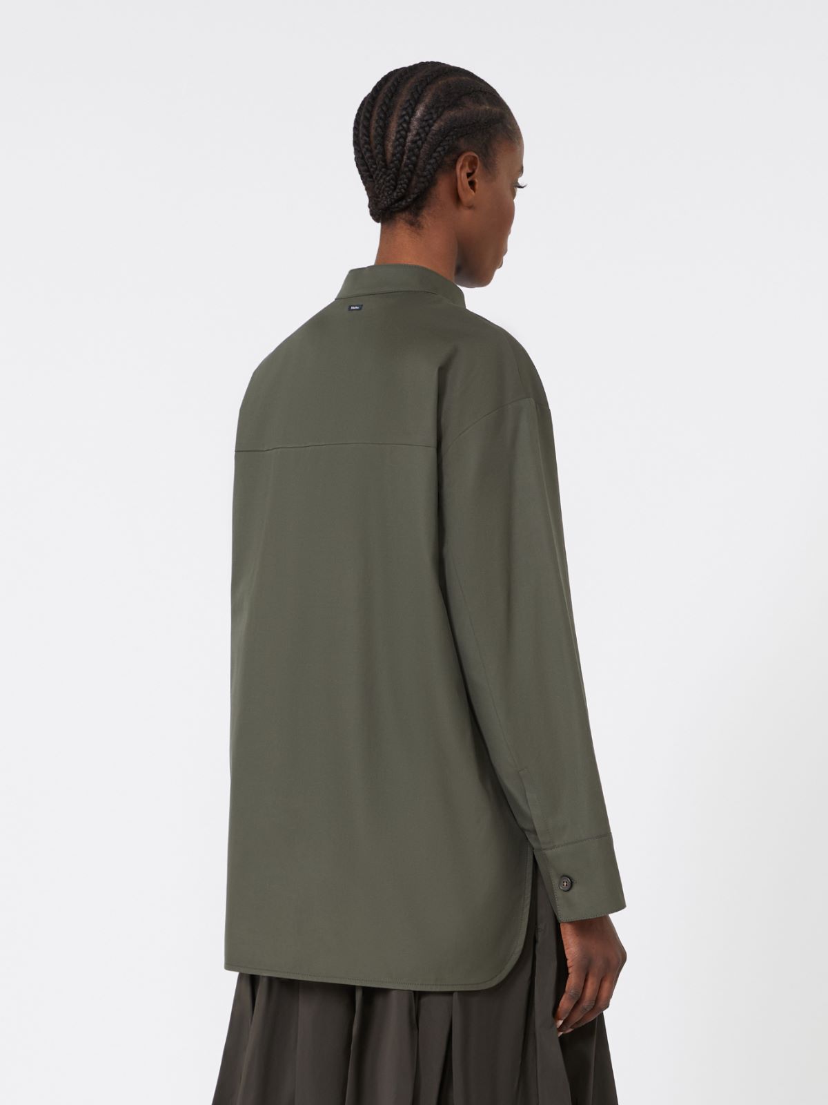 Cotton Mandarin-neck shirt - GREEN - Max Mara - 3