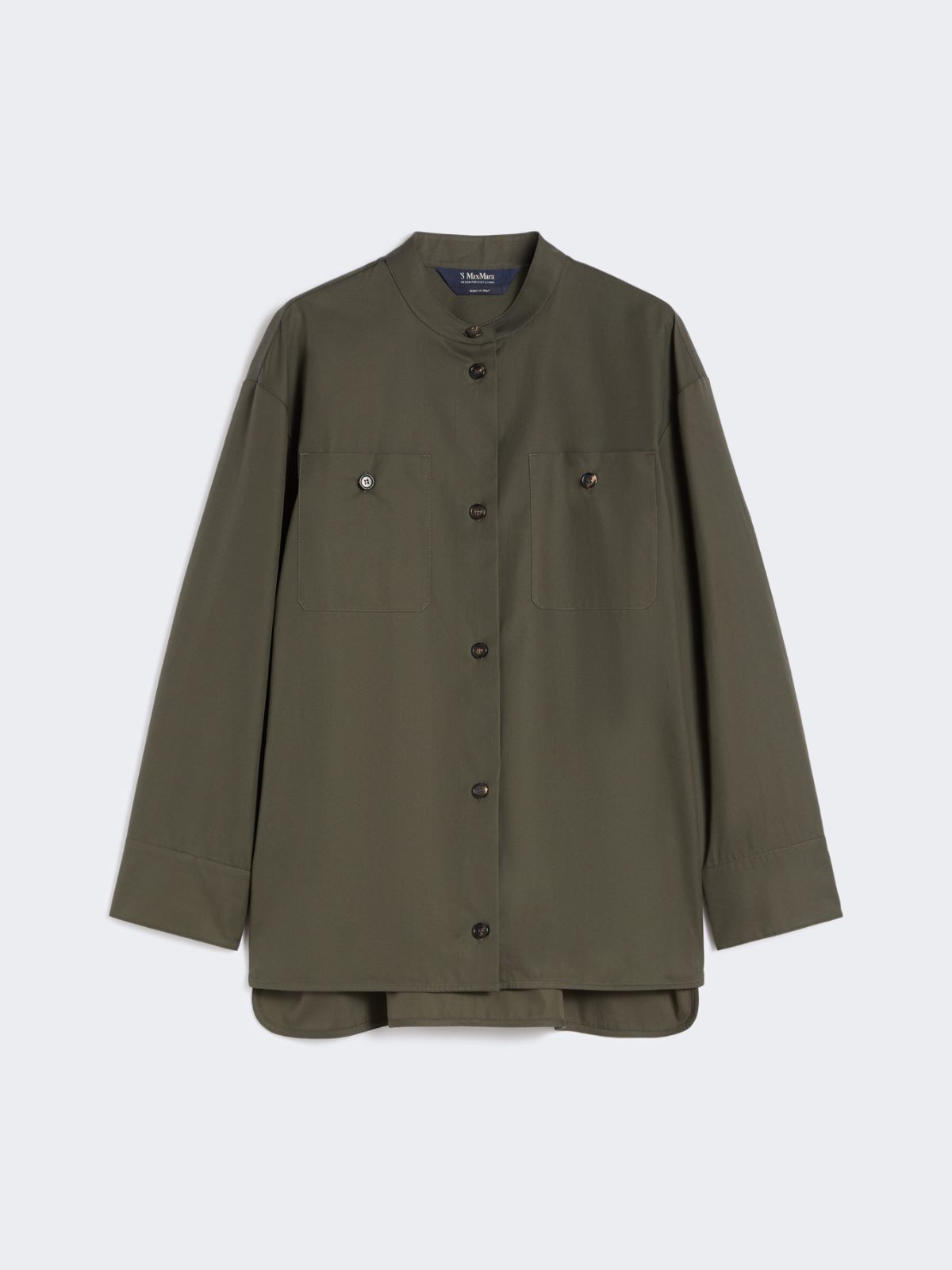 Cotton Mandarin-neck shirt - GREEN - Max Mara - 9